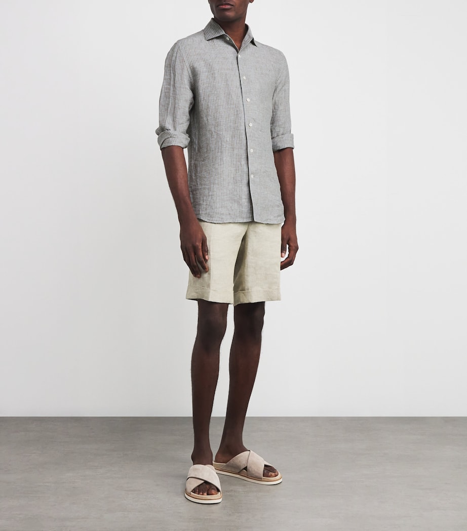 Linen Stripe Shirt 01 NAVY BLUE Image 2