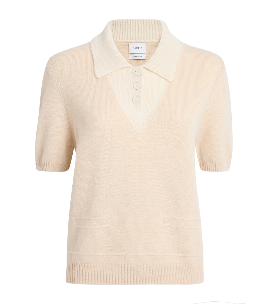 Barrie Womens Cashmere Polo Shirt Canvas/niveous Image 1