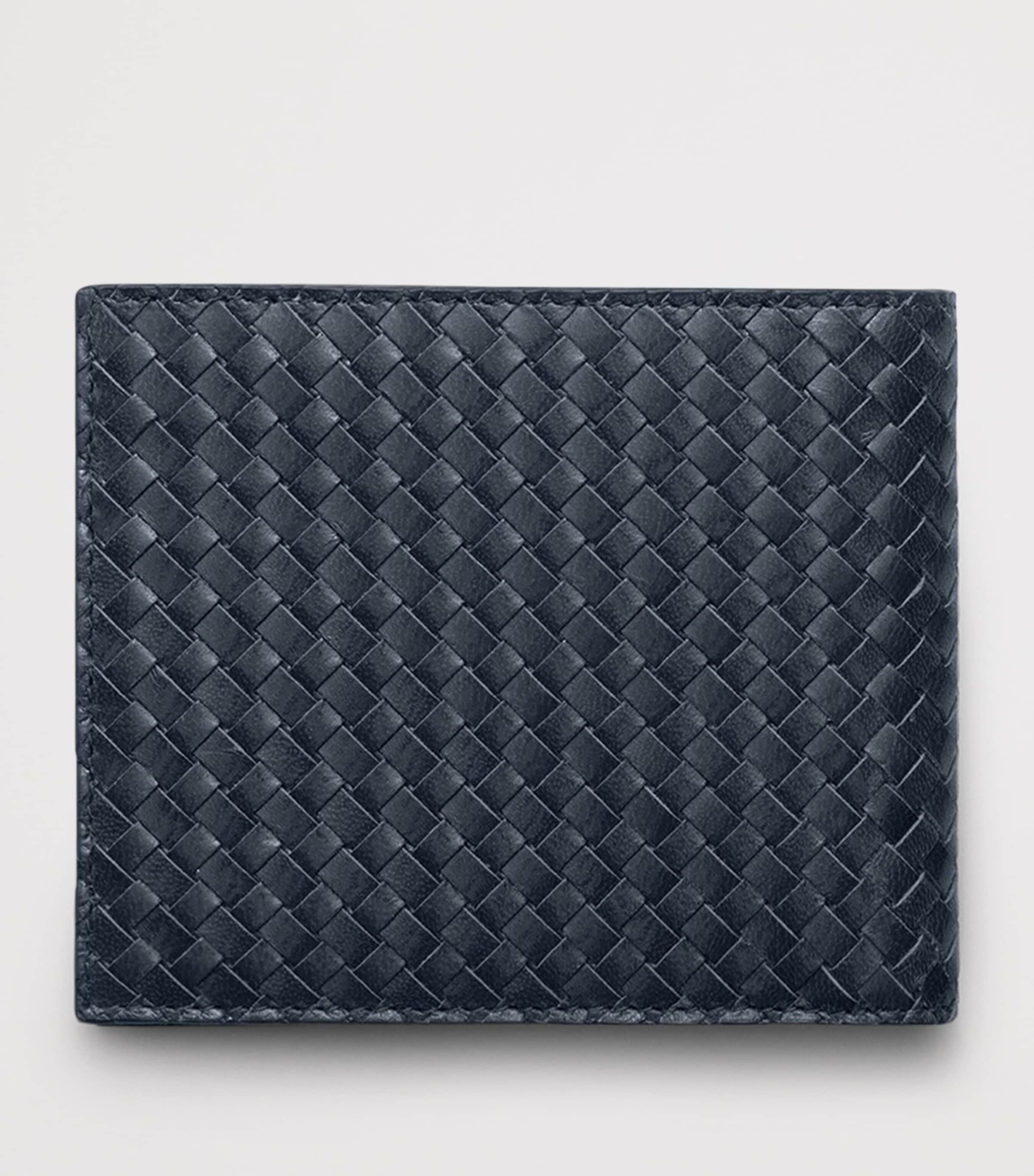 Prada Leather Woven Wallet Blue Image 3