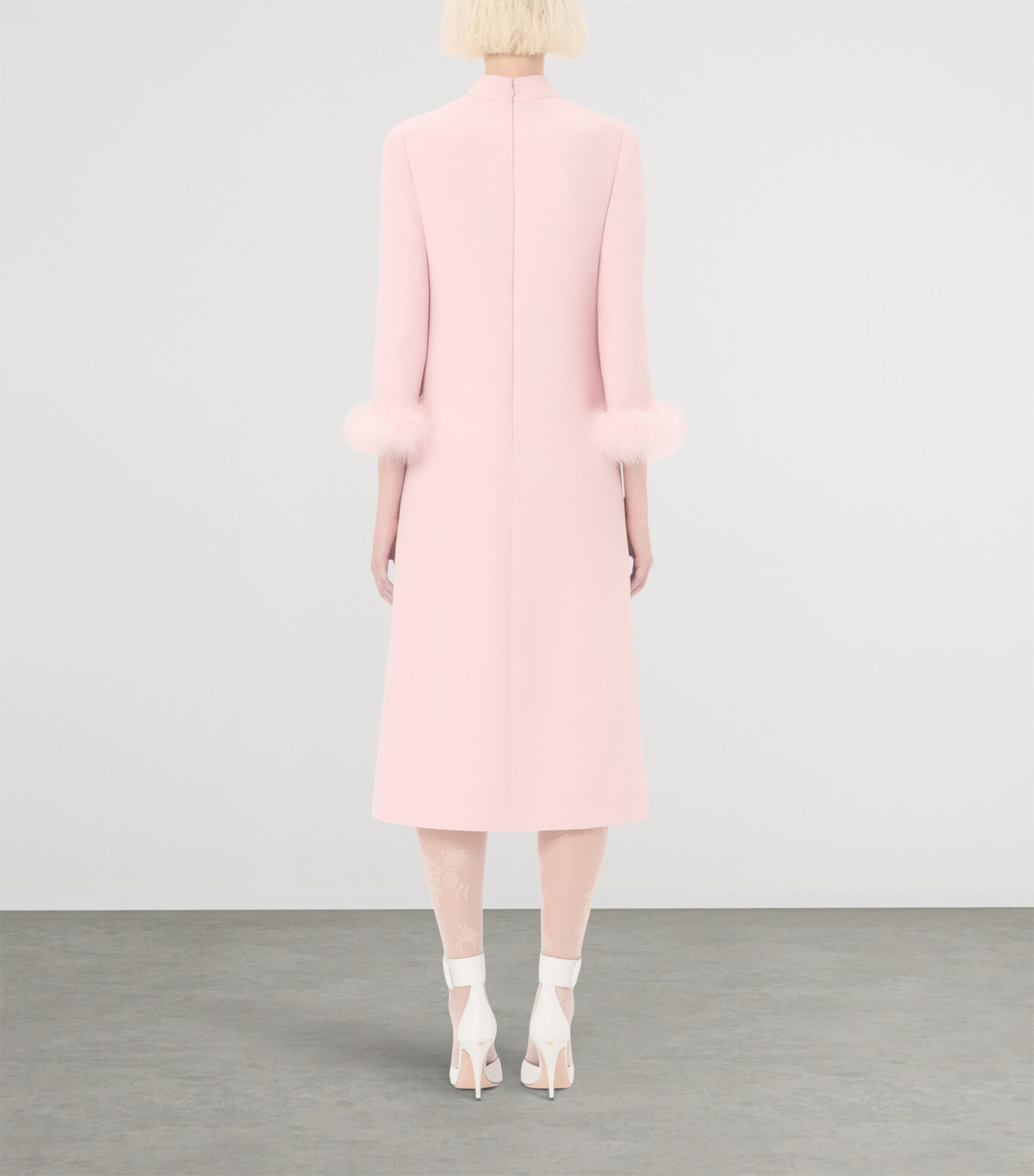 Crepe Feather-Trim Midi Dress R13 Image 4