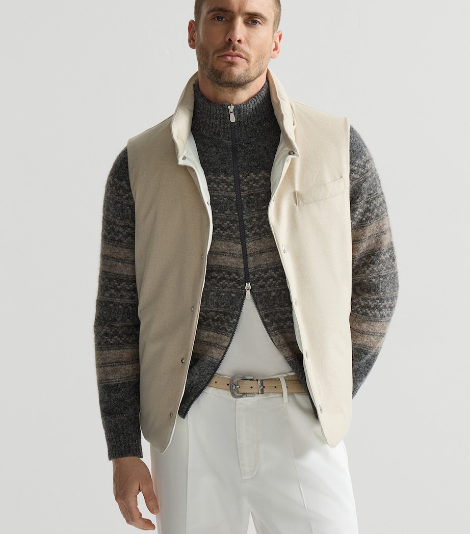 Brunello Cucinelli Mens Wool Hooded Gilet Image 4