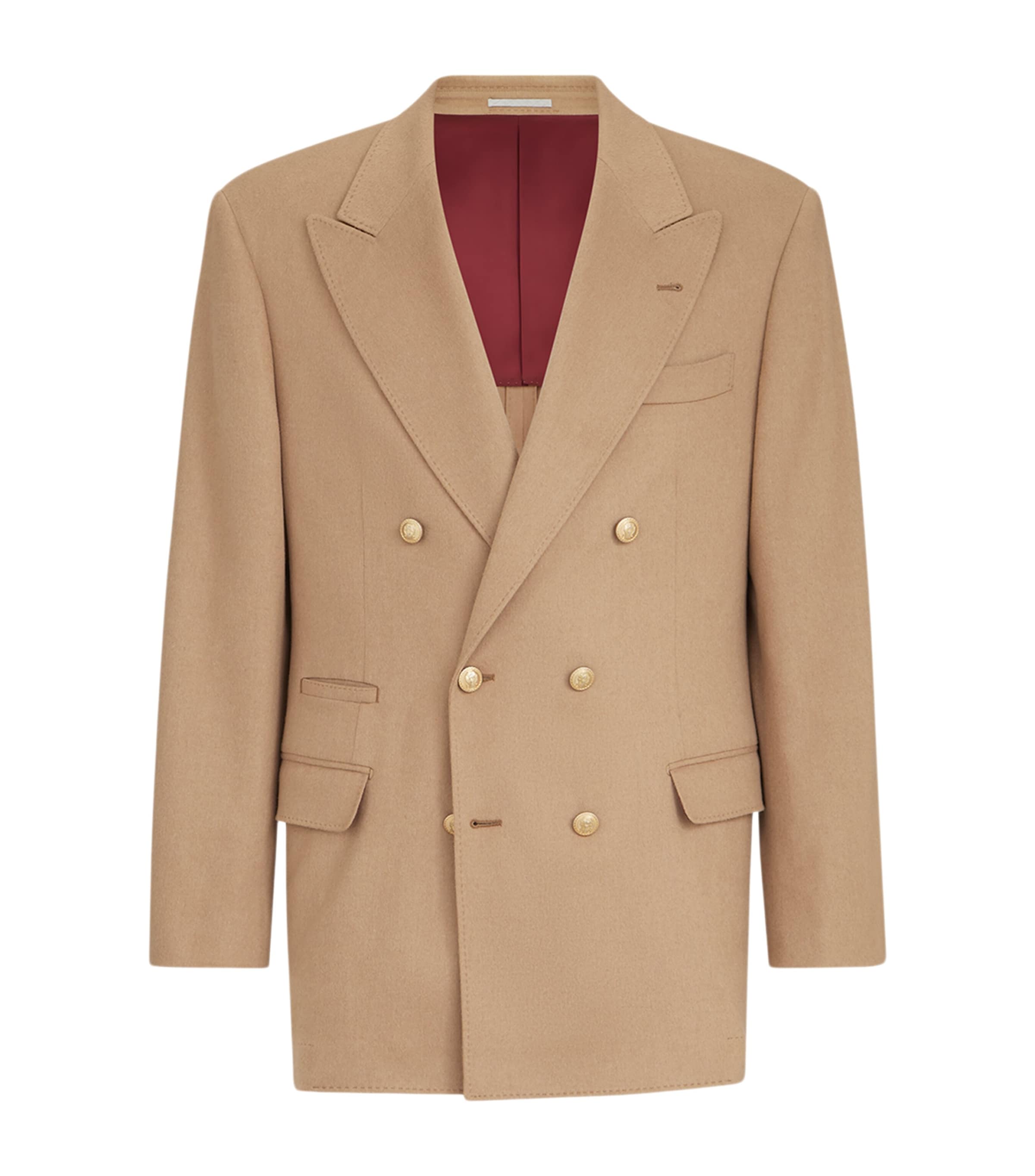 Brunello Cucinelli Mens Camel One-and-a-Half Breasted Blazer Image 1