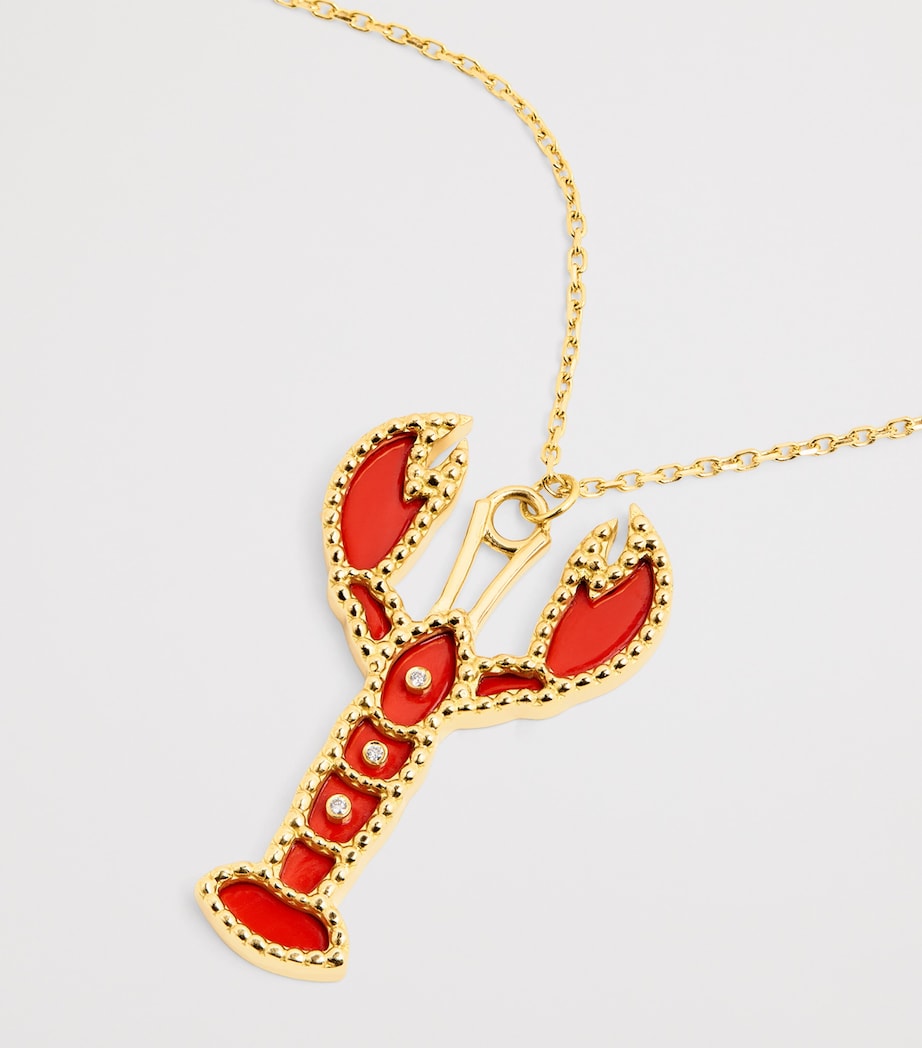 Yellow Gold and Coral Lobster Necklace YELLOW GOLD Image 5