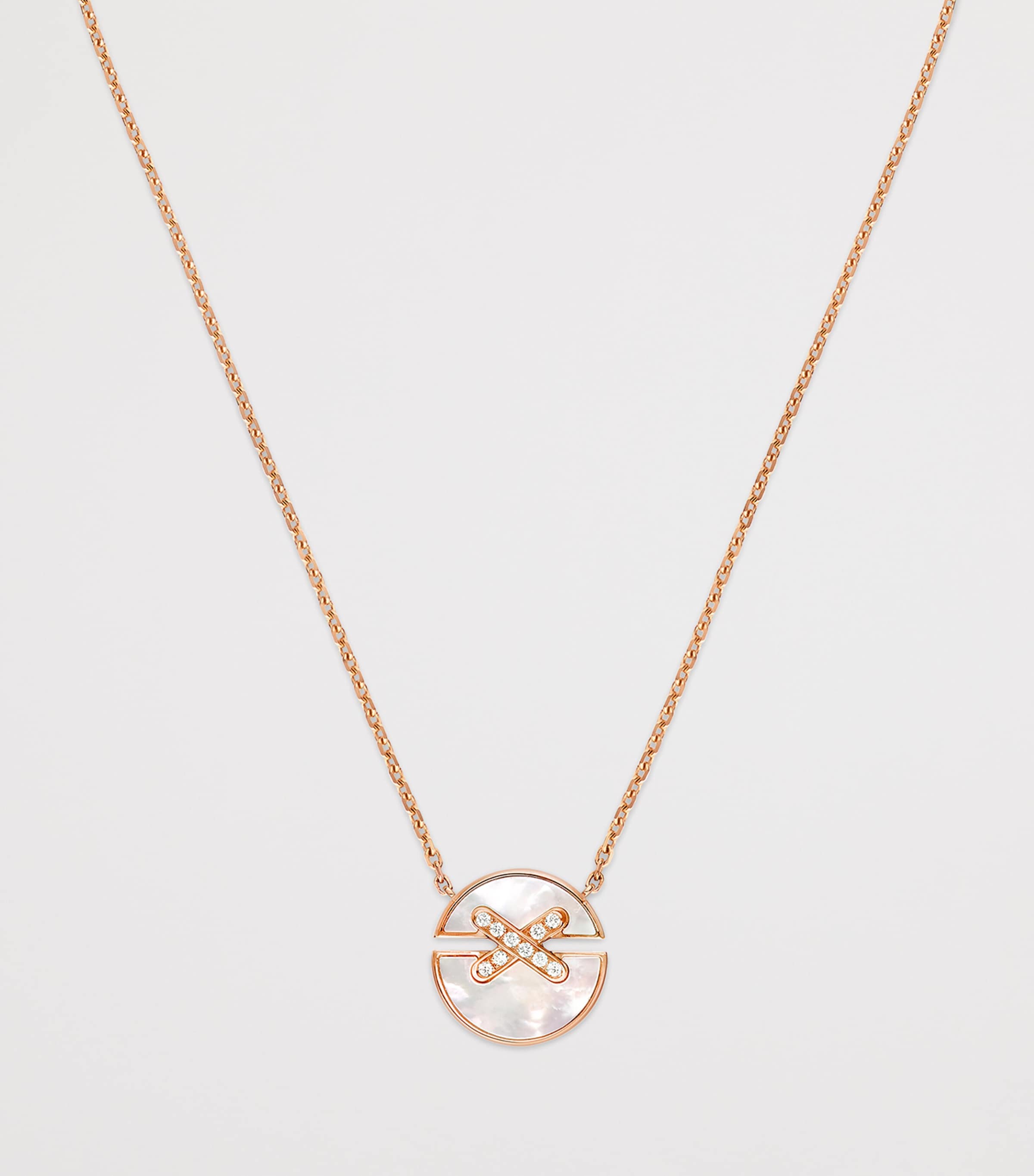 Chaumet Small Rose Gold, Diamond and Mother-of-Pearl Harmony Pendant Necklace Pink Gold Image 2