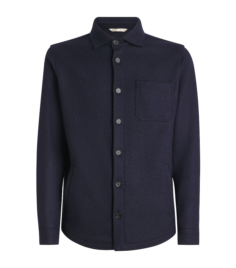 Maurizio Baldassari Mens Virgin Wool-Blend Overshirt Night Shadow Blu Image 1