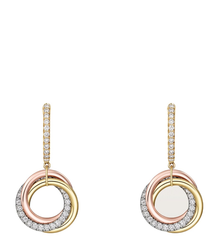 Cartier Yellow, White, Rose Gold and Diamond Trinity Earrings Mixed Gold Image 1