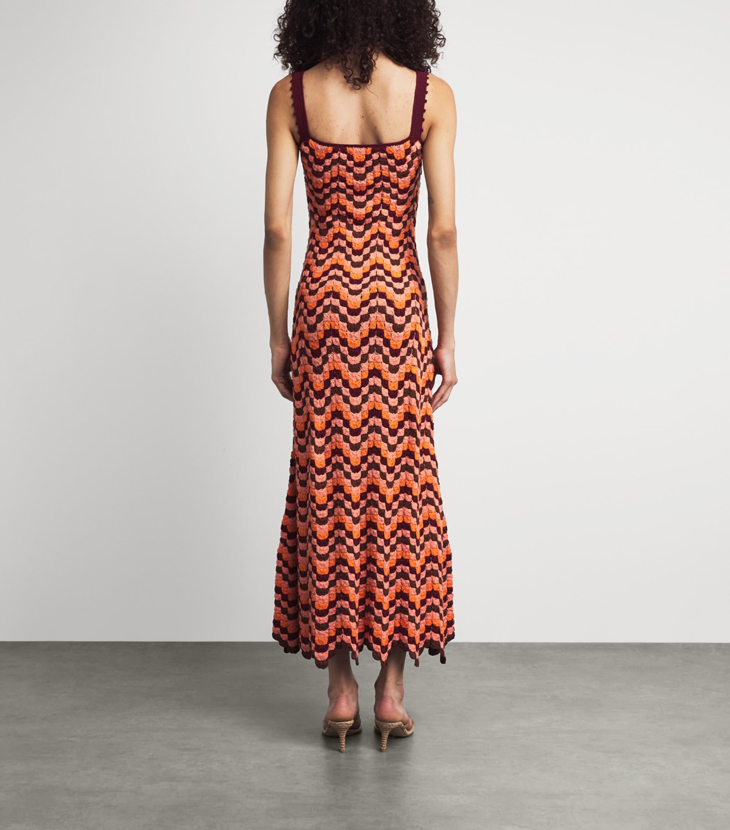 ESCVDO Womens Crochet Marea Maxi Dress Orange Multi Image 4
