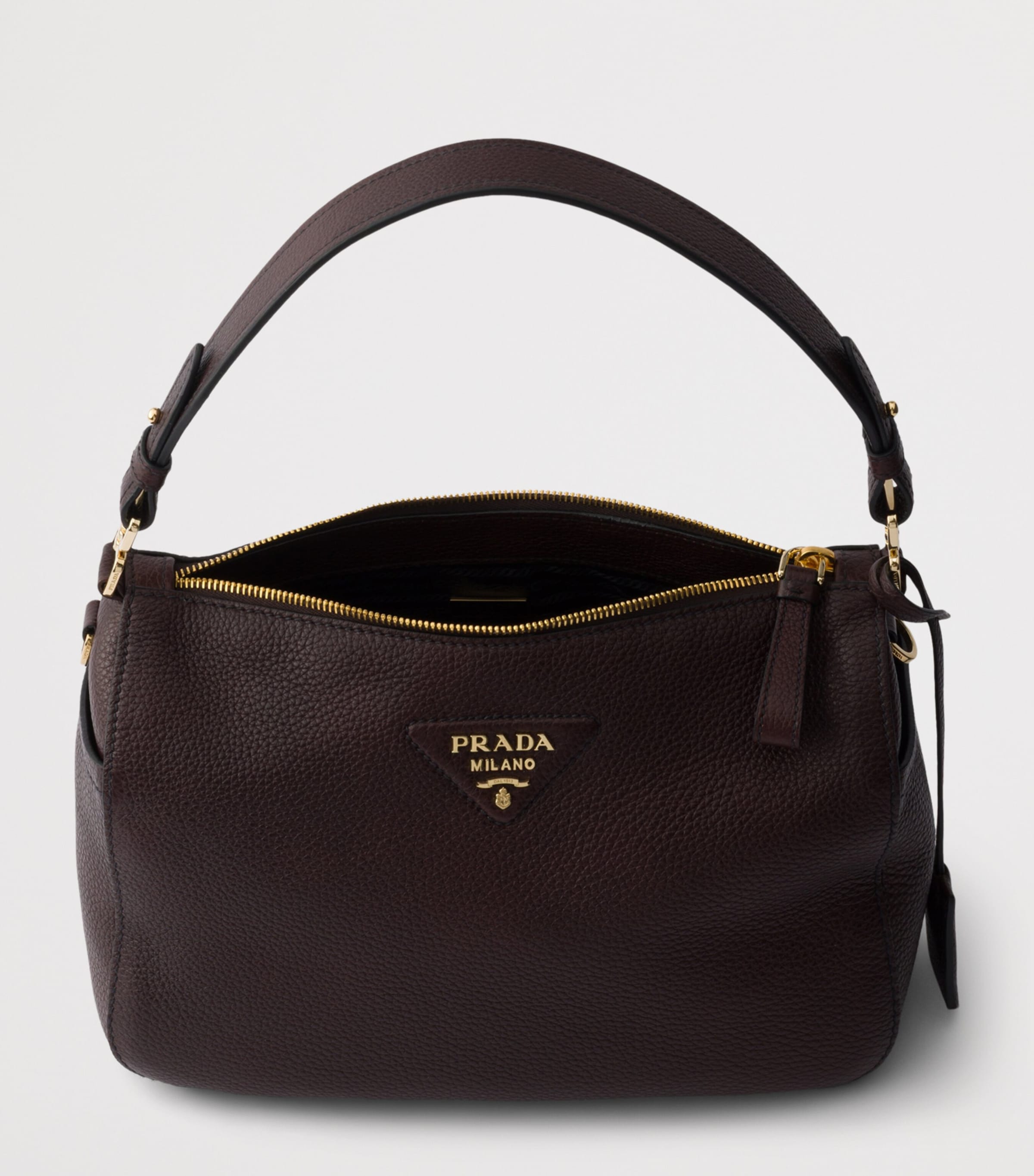 Prada Medium Leather Shoulder Bag Brown Image 4