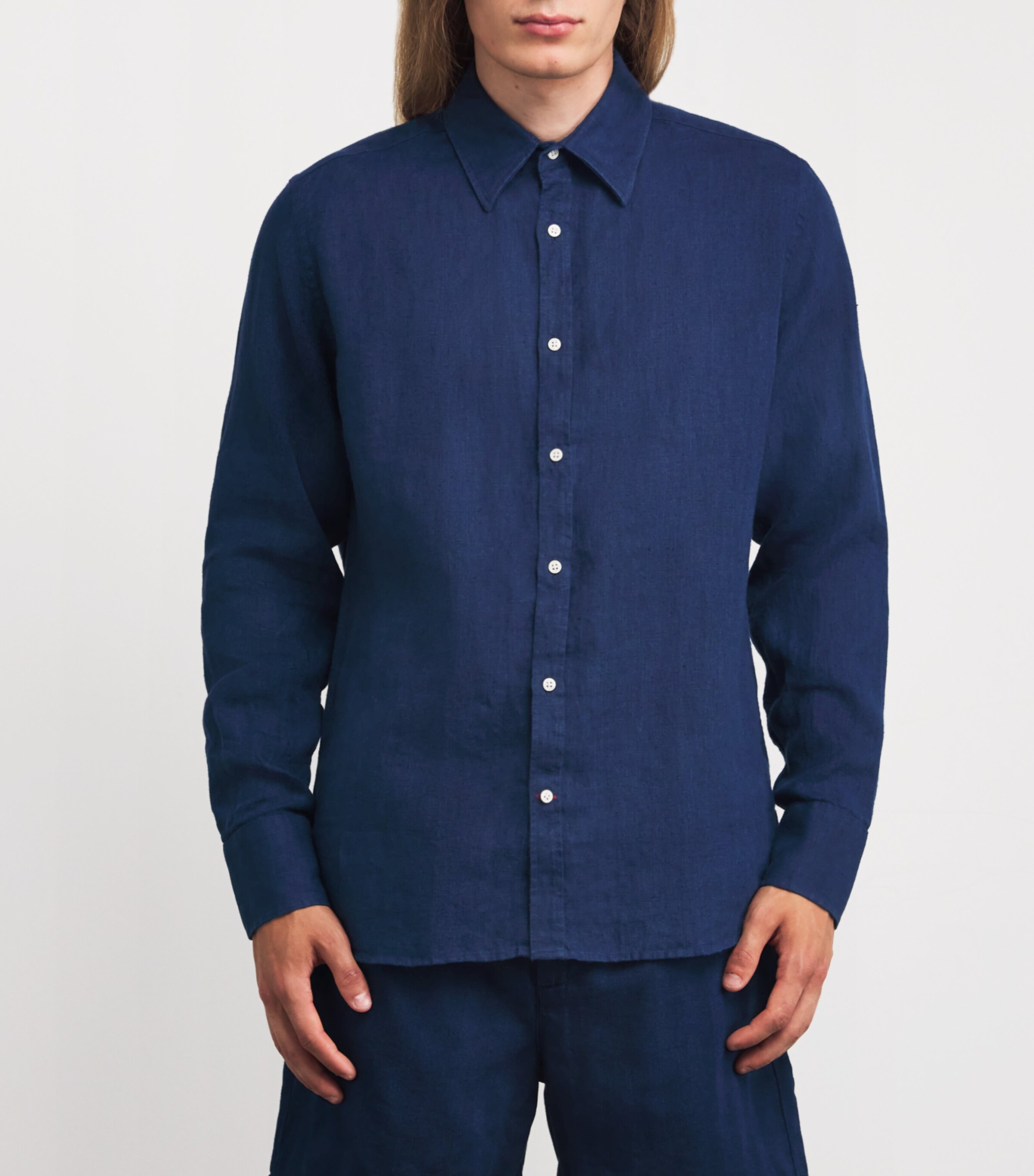 Oliver Spencer Mens Linen Conduit Classic Shirt Navy Image 3