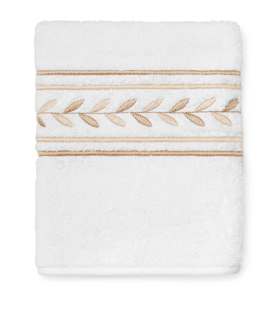 Cotton Impero Wash Cloth (13cm x 13cm) WHITE/BEIGE Image 1