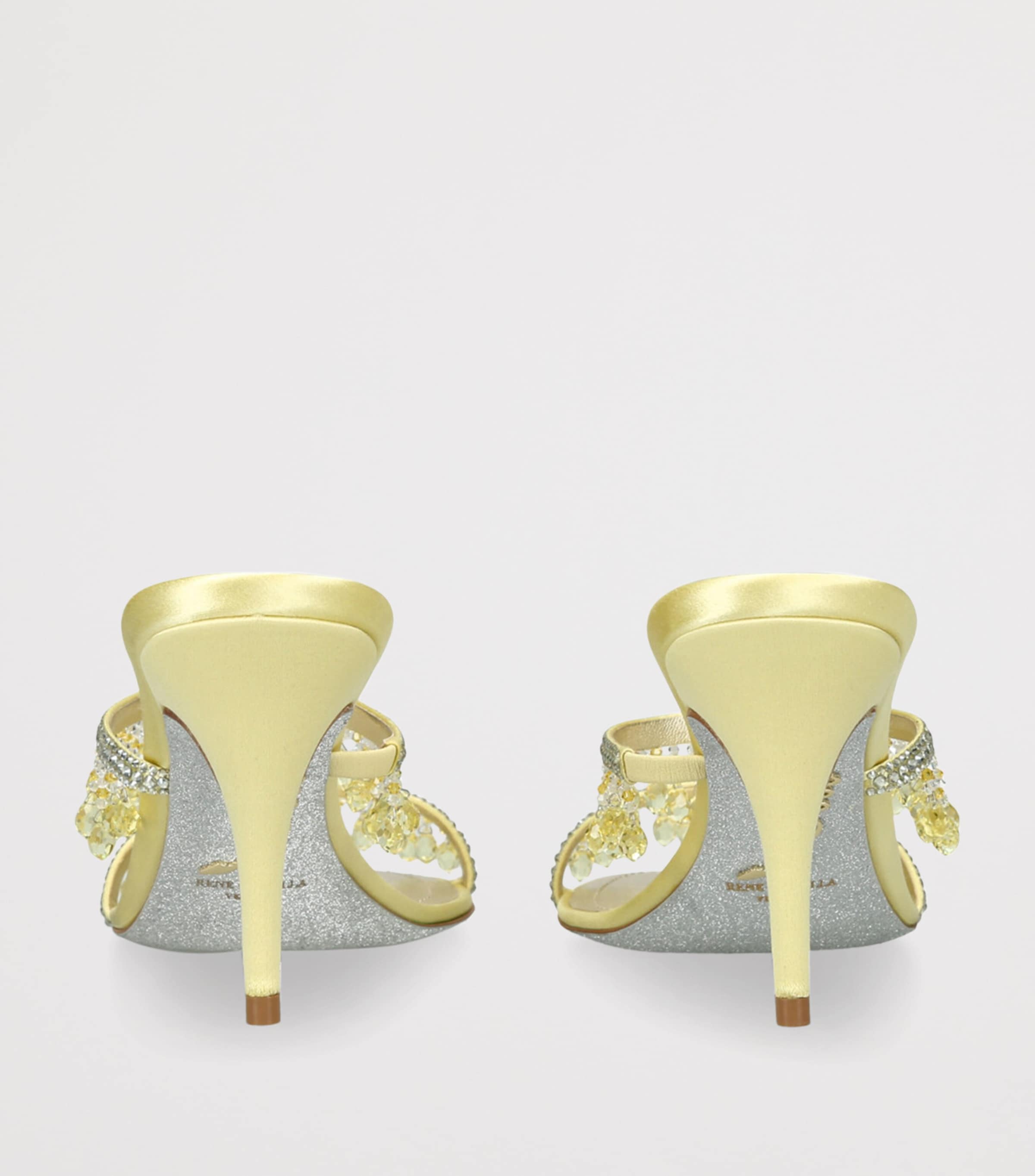Satin Chandelier Heeled Mules 80 YELLOW Image 2