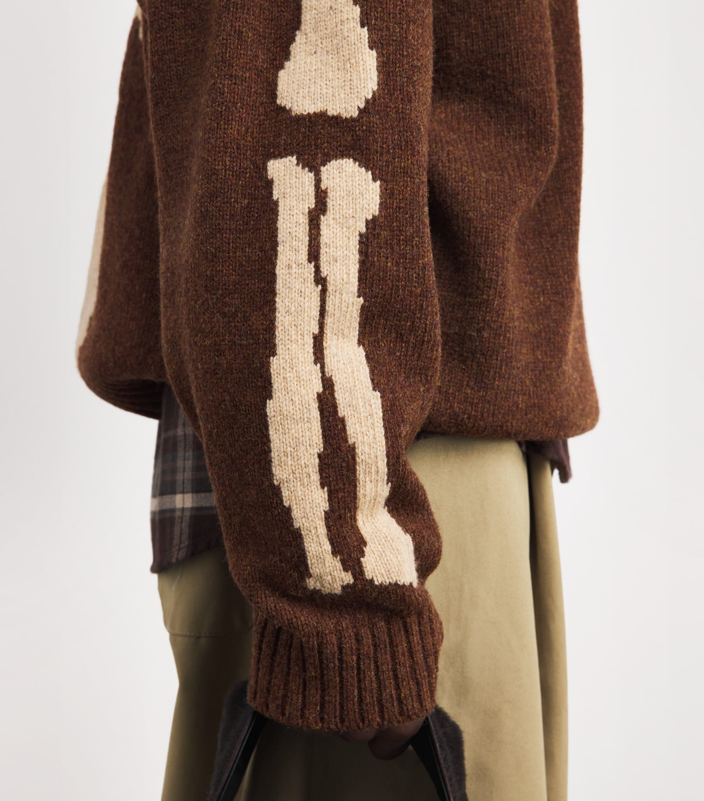 Wool Bone Intarsia Sweater BROWN Image 6