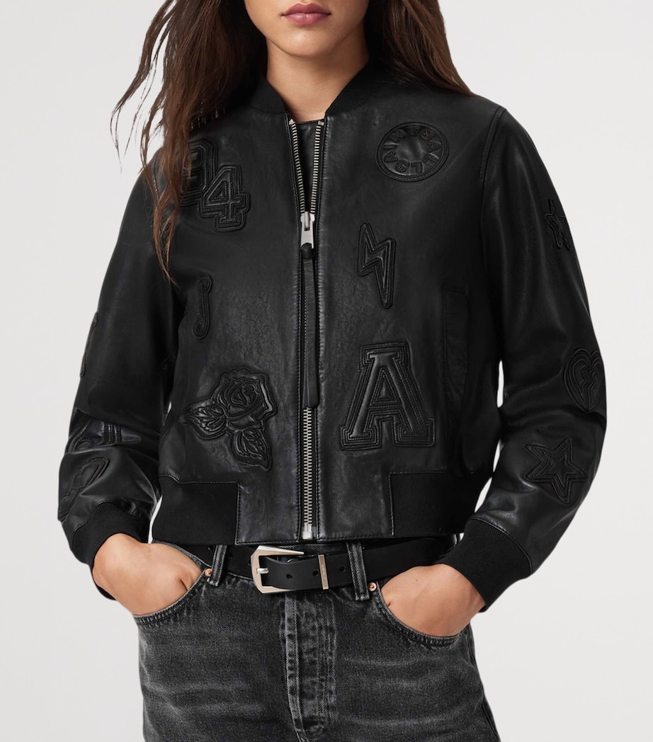 Leather Orten Bomber Jacket BLACK Image 4