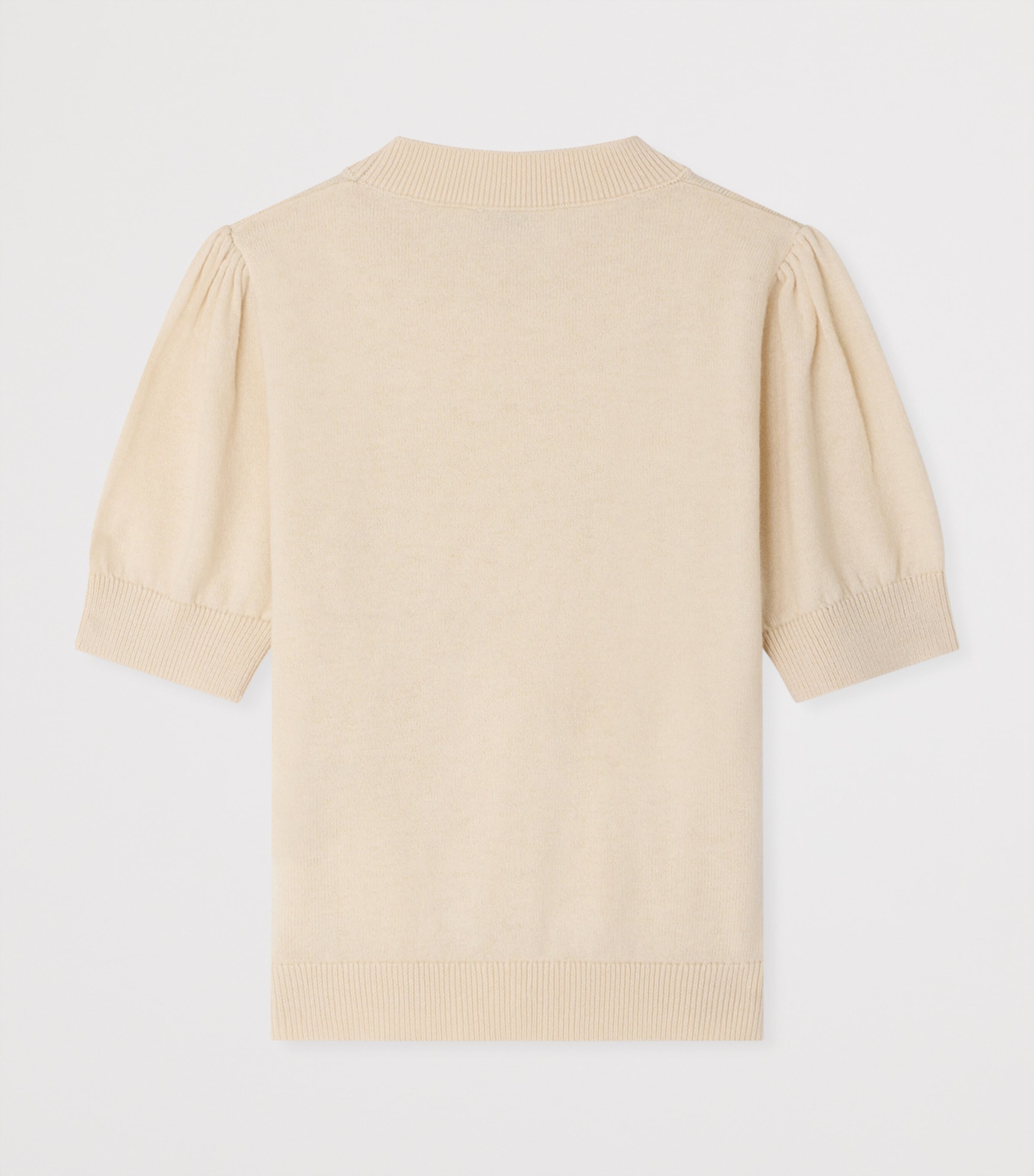 Bonpoint Wool-Cotton Short-Sleeve Sweater (10-14 Years) Upb Ecru Image 2