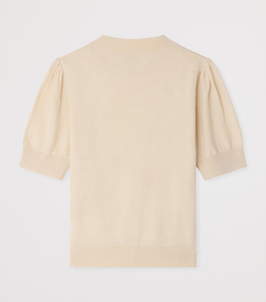 Bonpoint Wool-Cotton Short-Sleeve Sweater (10-14 Years) Upb Ecru Image 2