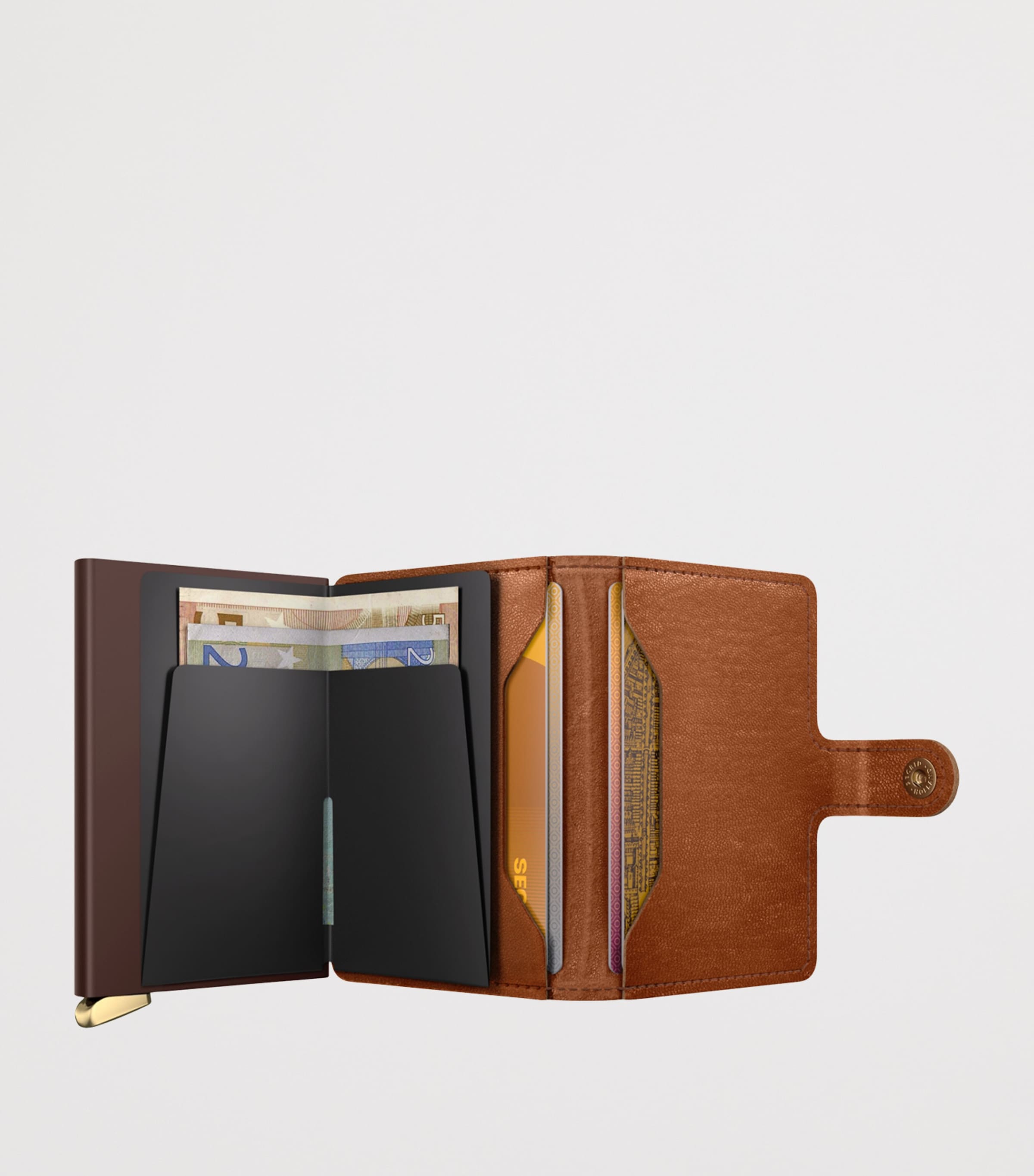Leather Embossed Lines Miniwallet COGNAC Image 4