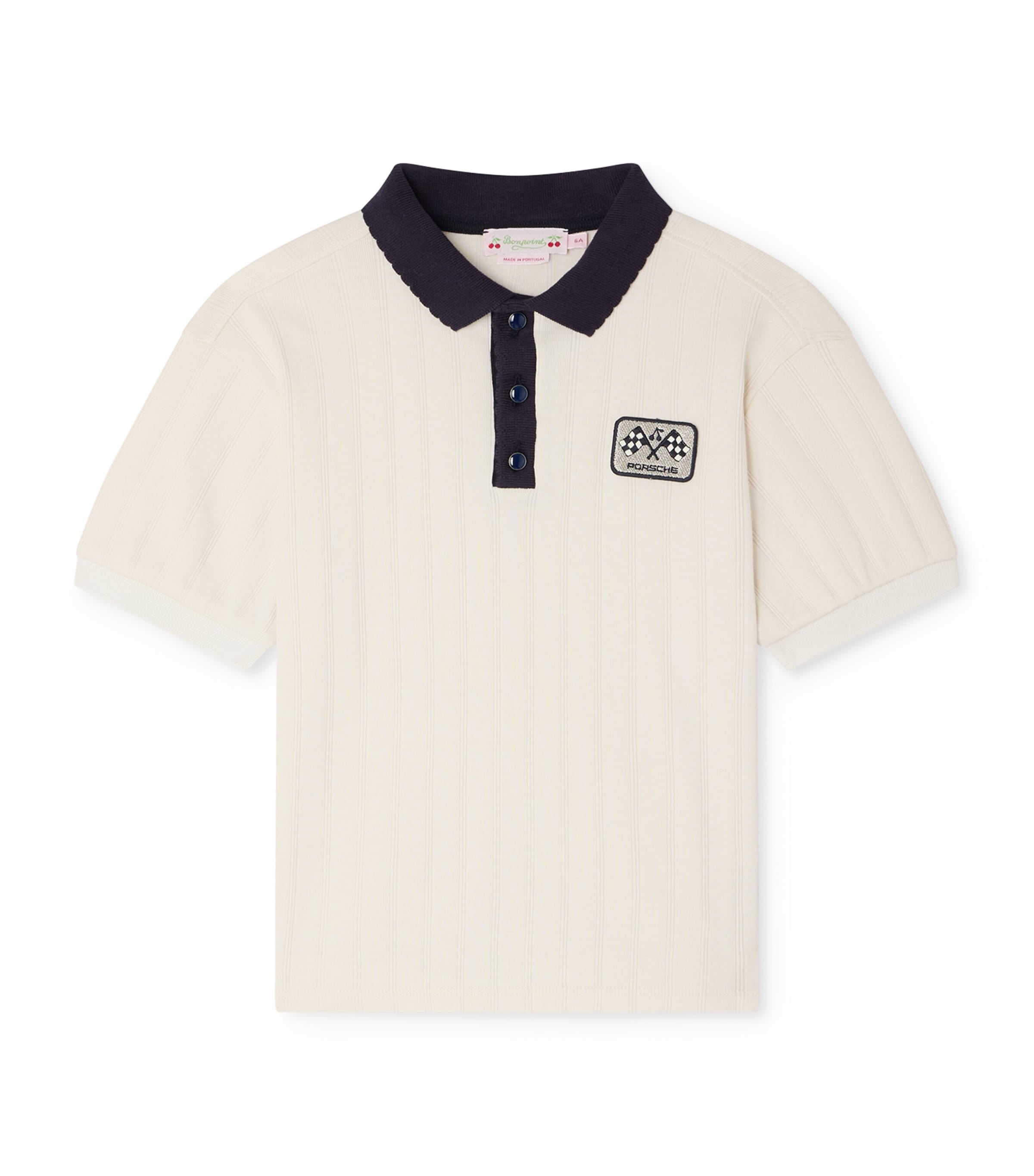 Bonpoint Cotton Logo Polo Shirt (10-14 Years) Upb Blanc Lait Image 1