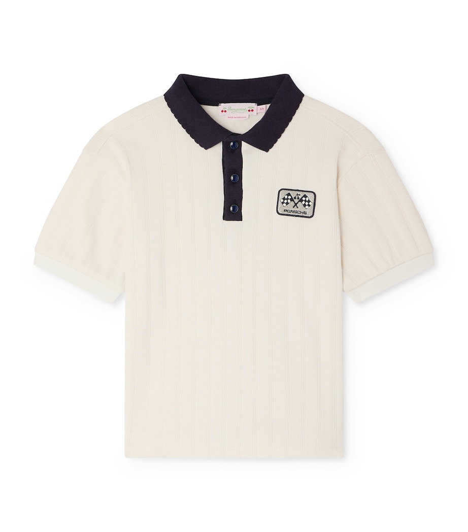 Bonpoint Cotton Logo Polo Shirt (10-14 Years) Upb Blanc Lait Image 1