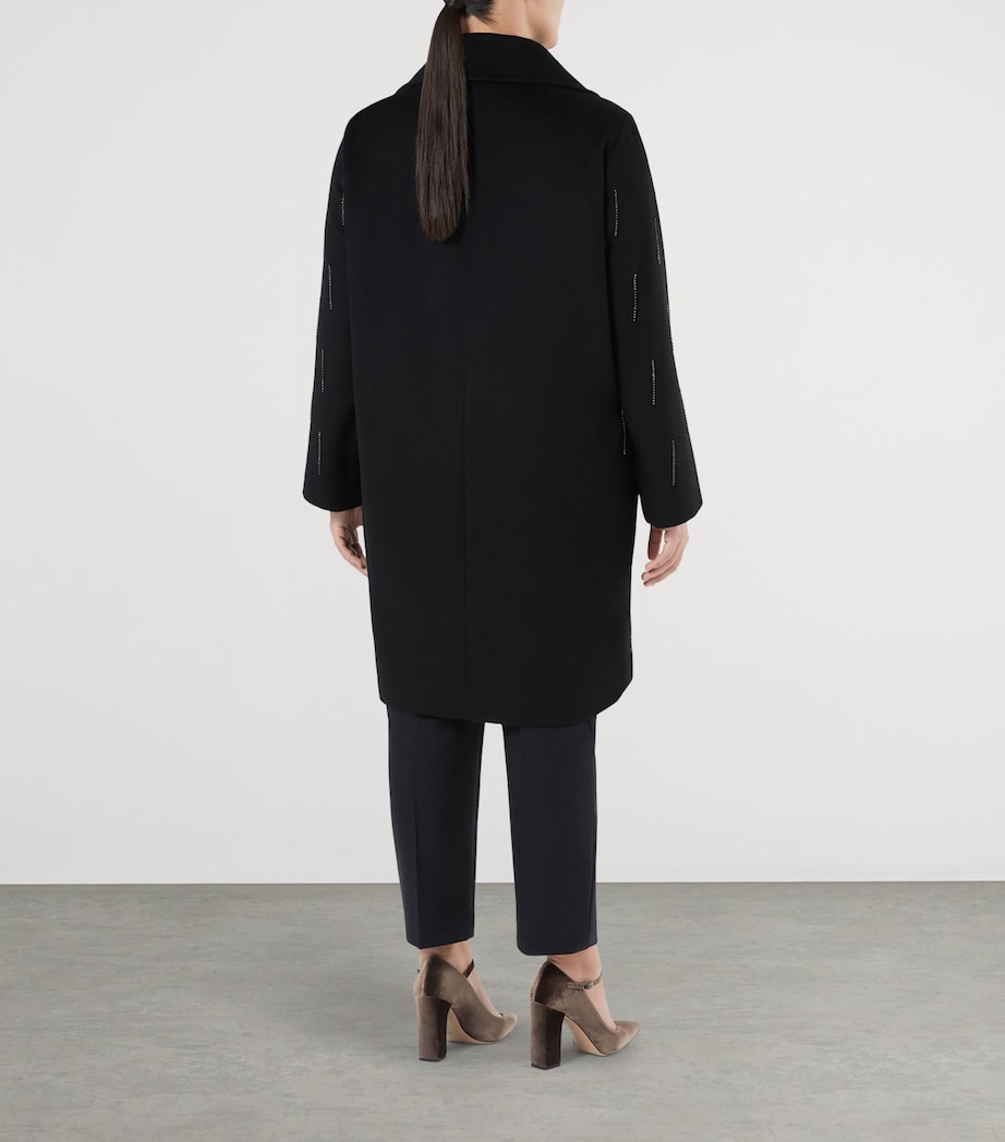 Virgin Wool Embellished Coat BLACK Image 3