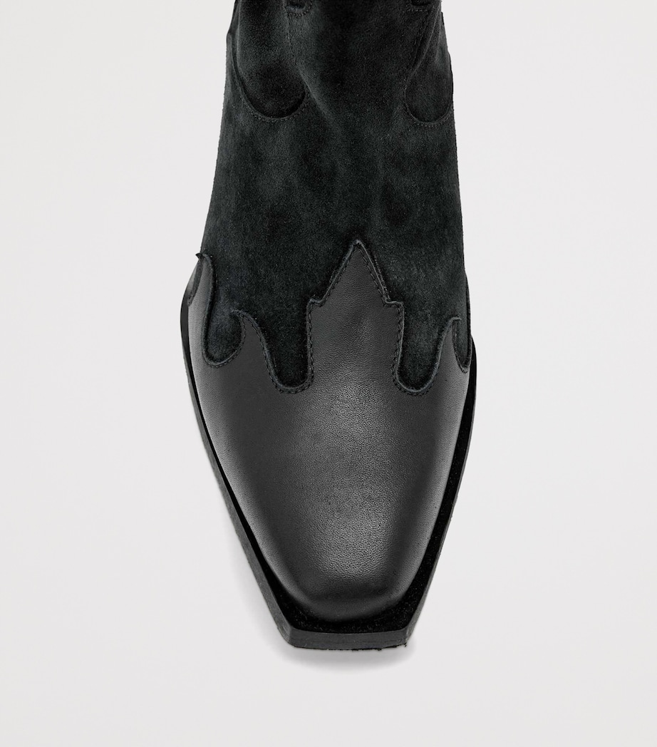 AllSaints Suede Dolly Cowboy Boots 47 Black Image 3