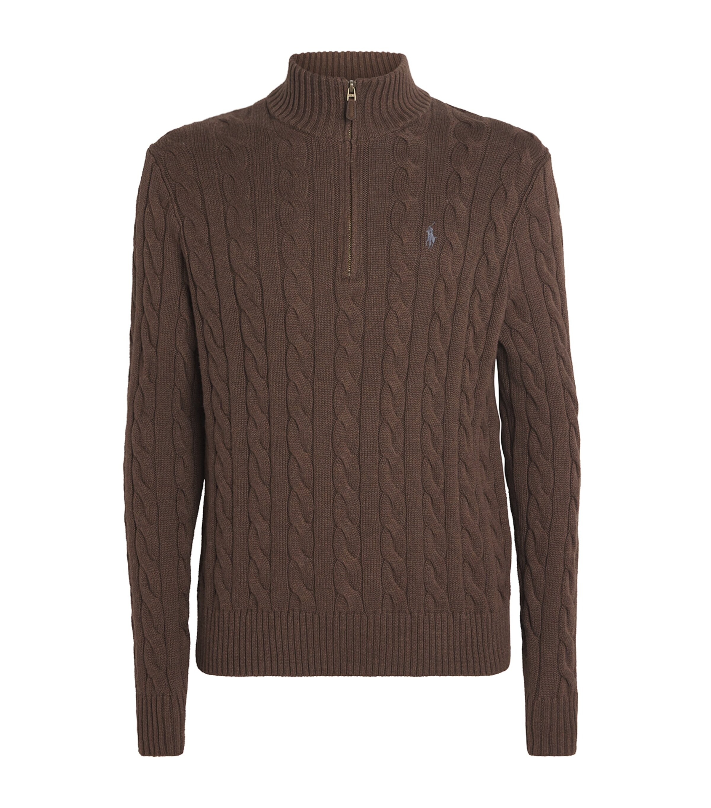 Polo Ralph Lauren Mens Cotton Cable Knit Sweater Brown Image 1