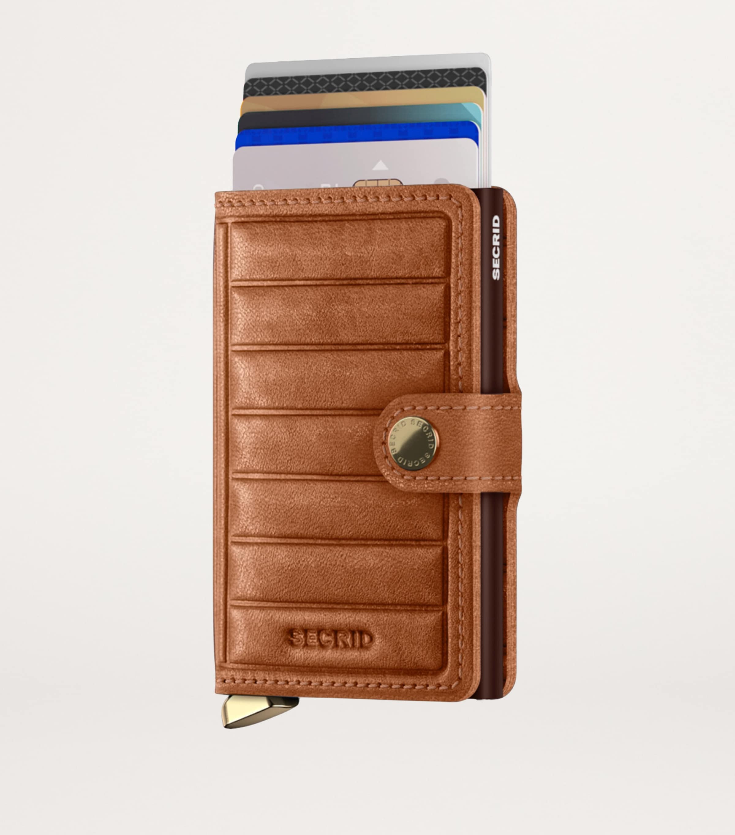 Leather Emboss Lines Miniwallet COGNAC Image 2