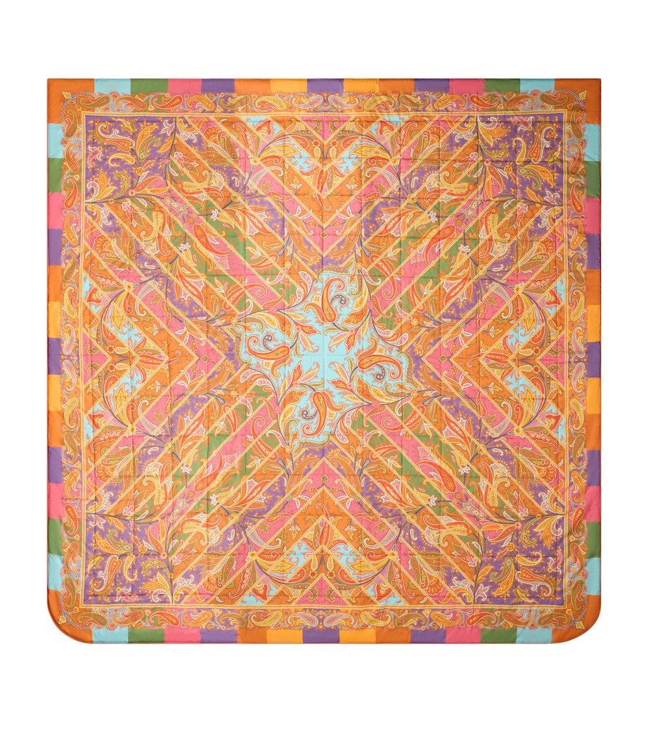 Etro Cotton Quilted Yaara Bedspread (270cm x 270cm) Print On Orange Base Image 1
