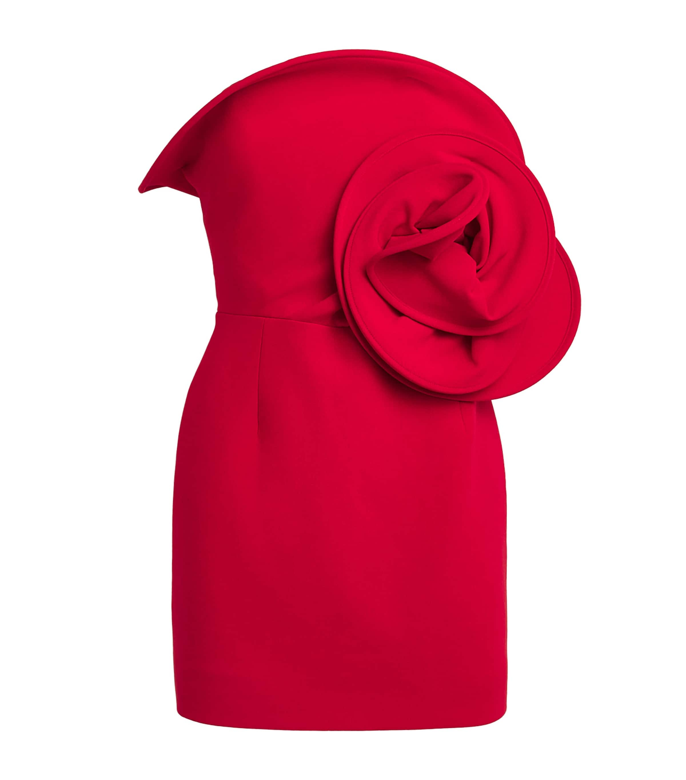 Magda Butrym Wool Rose-appliqué Mini Dress In Red