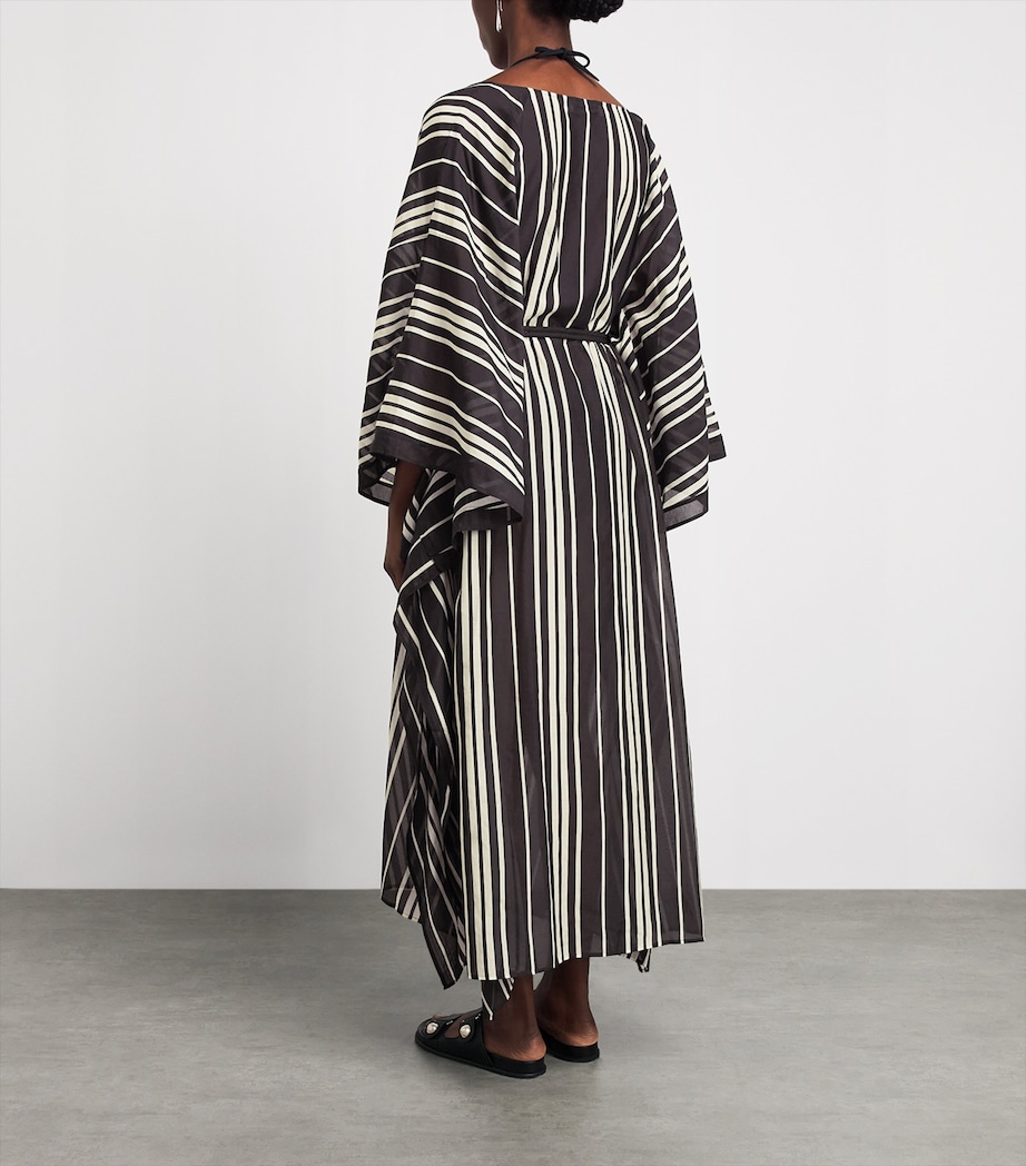 Tory Burch Womens Cotton-Silk Kaftan Black Stripe Image 4