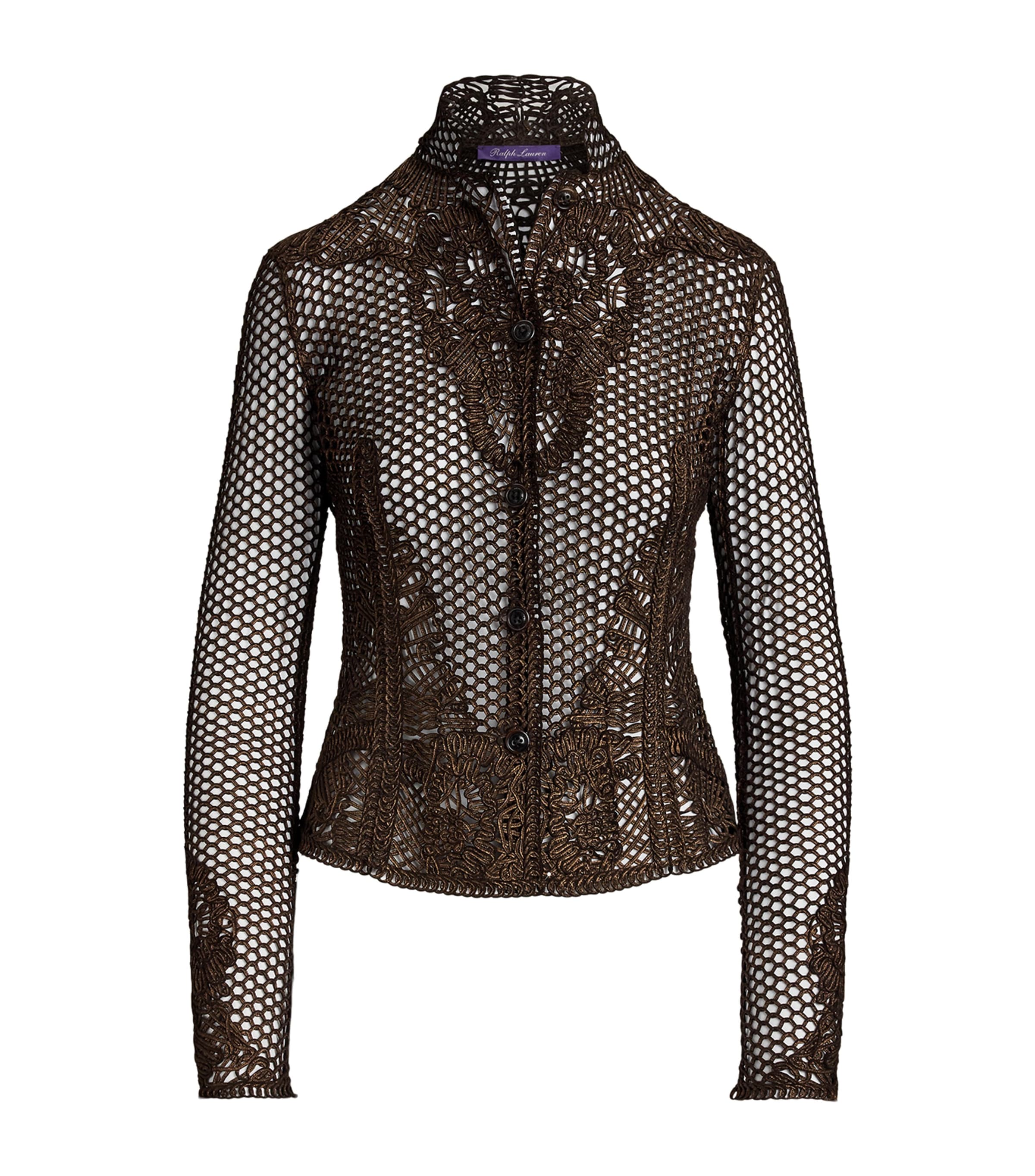 Ralph Lauren Collection Womens Foiled-Suede Wes Jacket Bronze Image 1