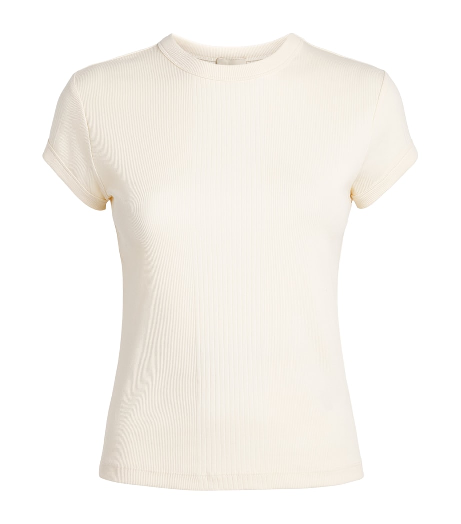 ME+EM Womens Stretch-Cotton Rib T-Shirt Cream Image 1