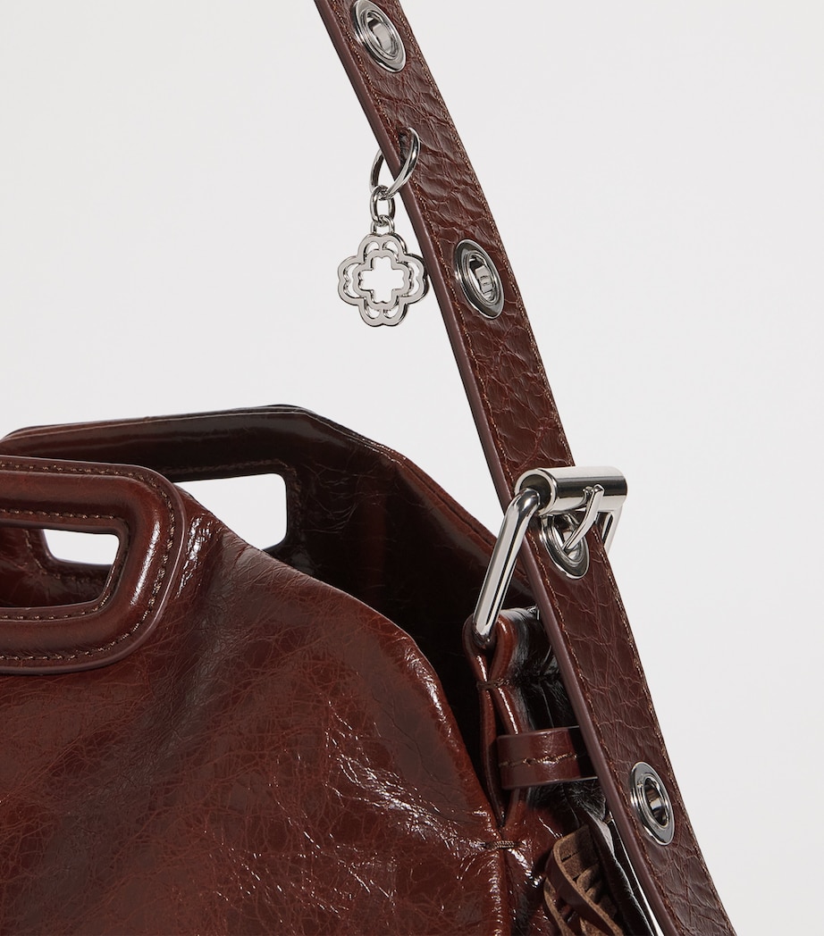 Cracked Leather Miss M Shoulder Bag DARK BROWN Image 4