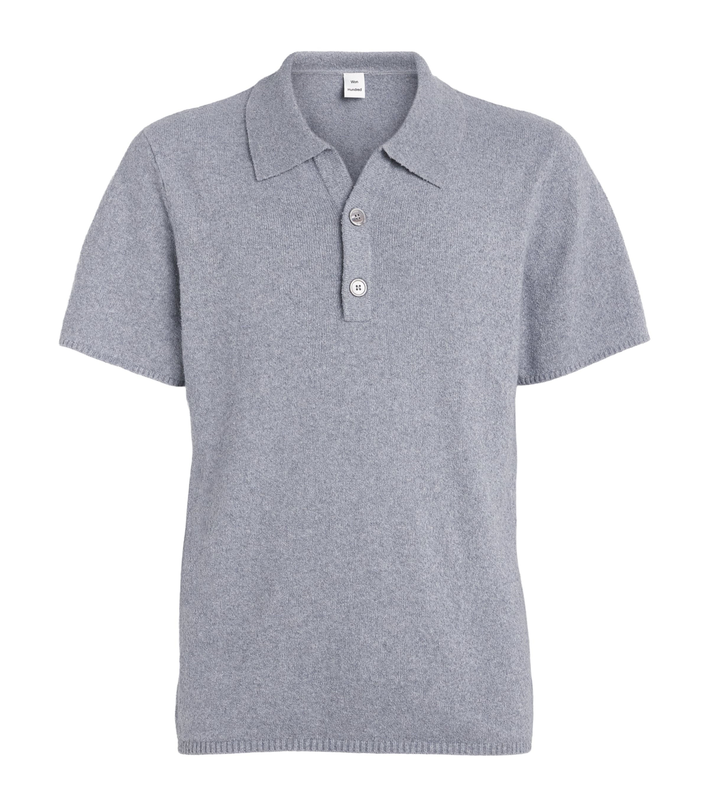 Won Hundred Mens Knitted Jonas Polo Shirt Bluish Grey Image 1