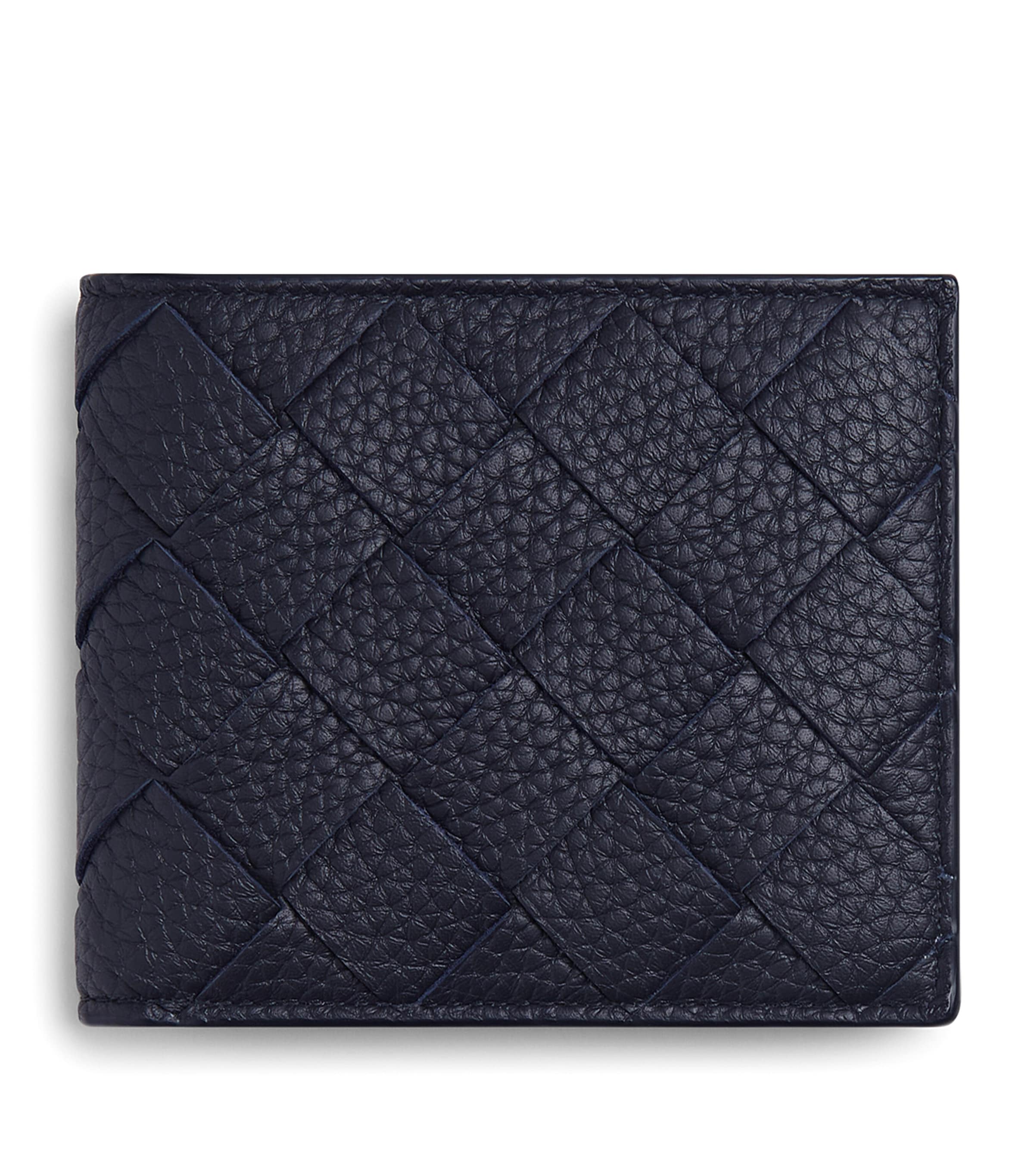 Bottega Veneta Leather Intrecciato Bifold Wallet In Blue