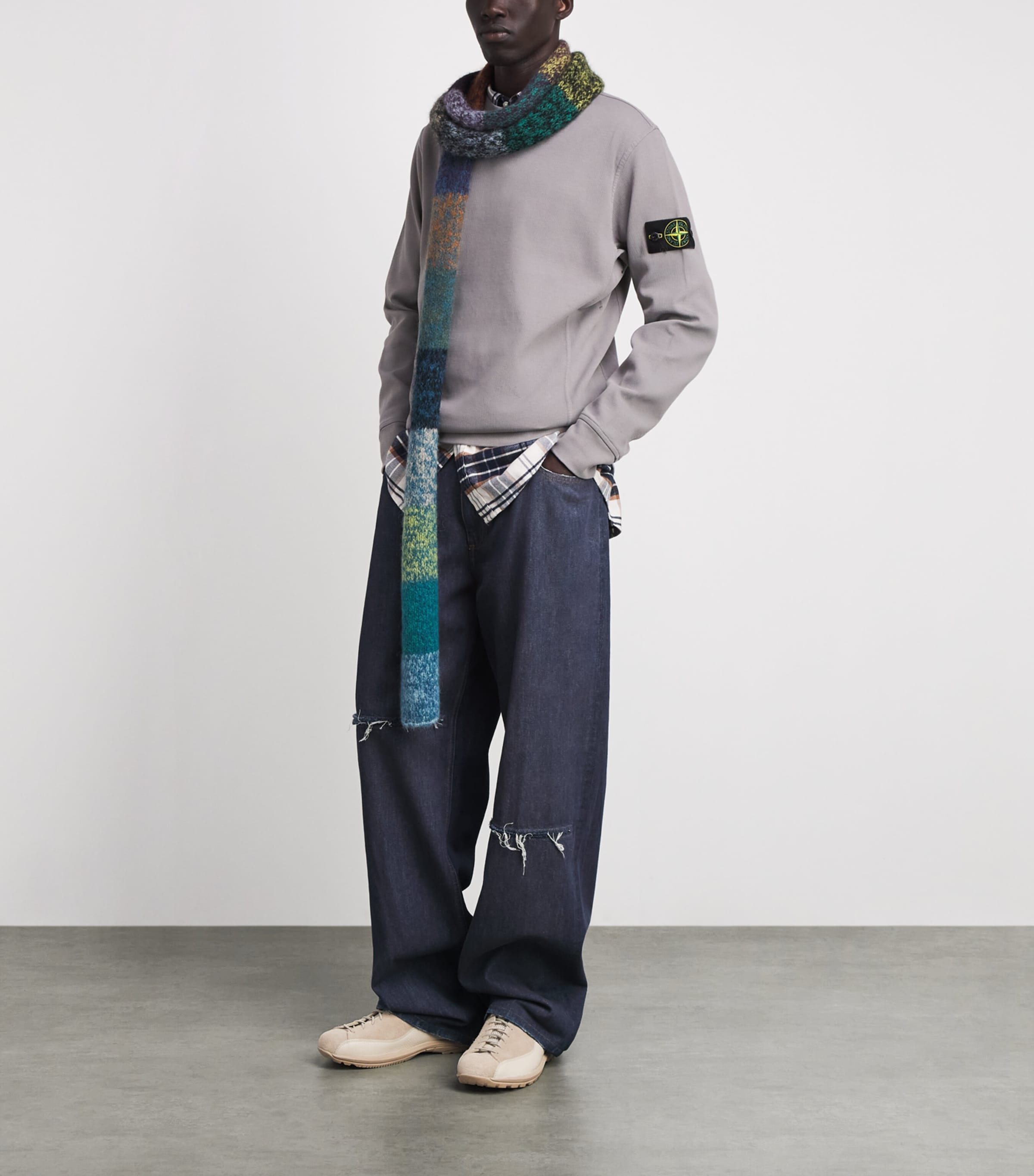 Stone Island Mens Cotton Rib-Knit Compass Sweatshirt Image 2