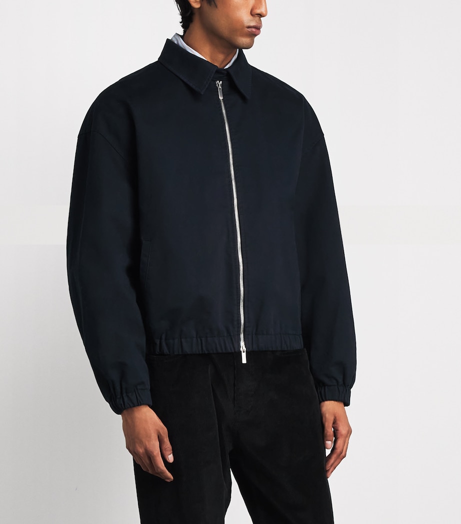 System Mens Cotton Check-Lining Bomber Jacket Indigo Image 4