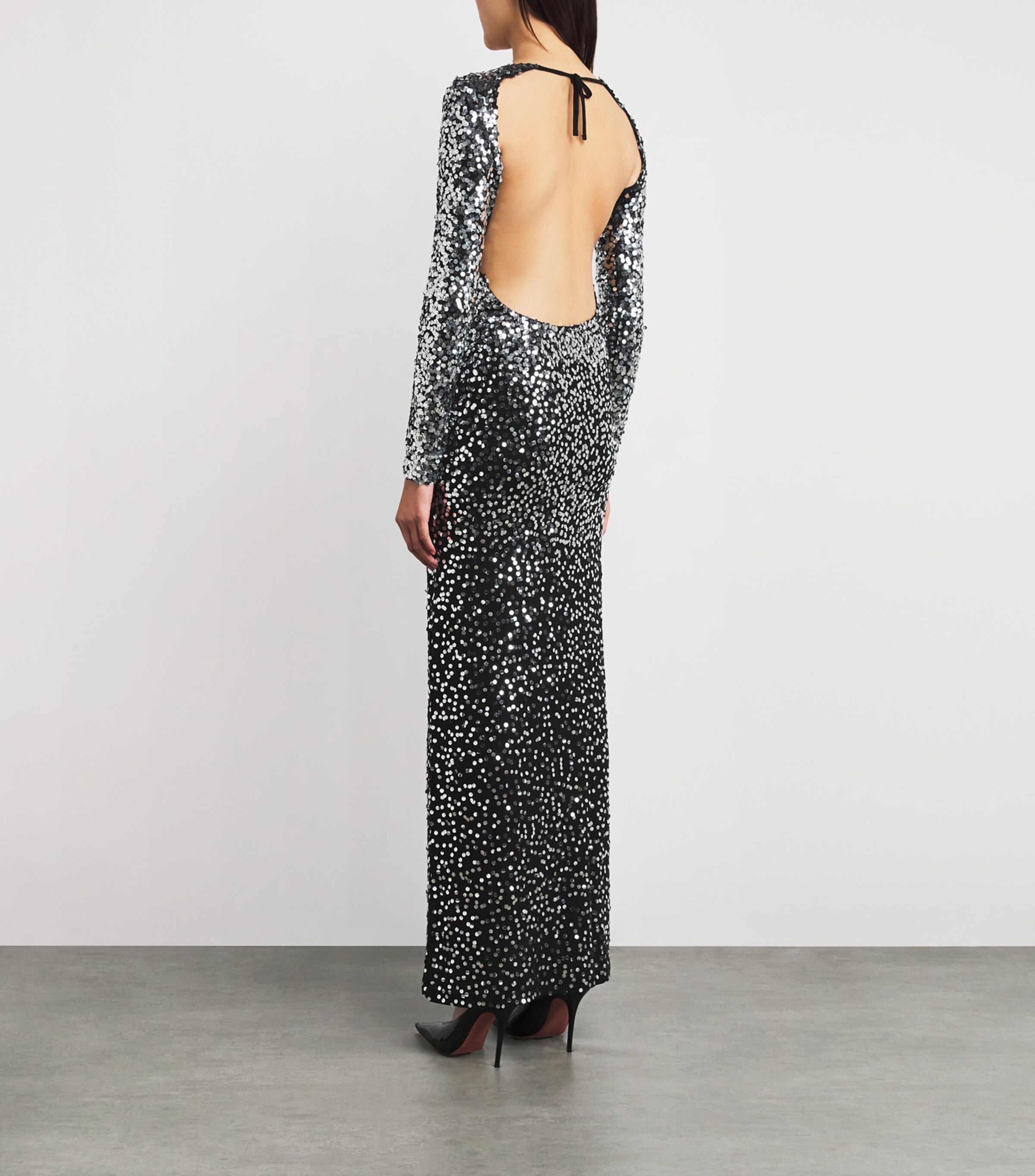 Sequinned Maxi Dress P001 BLACK Image 3