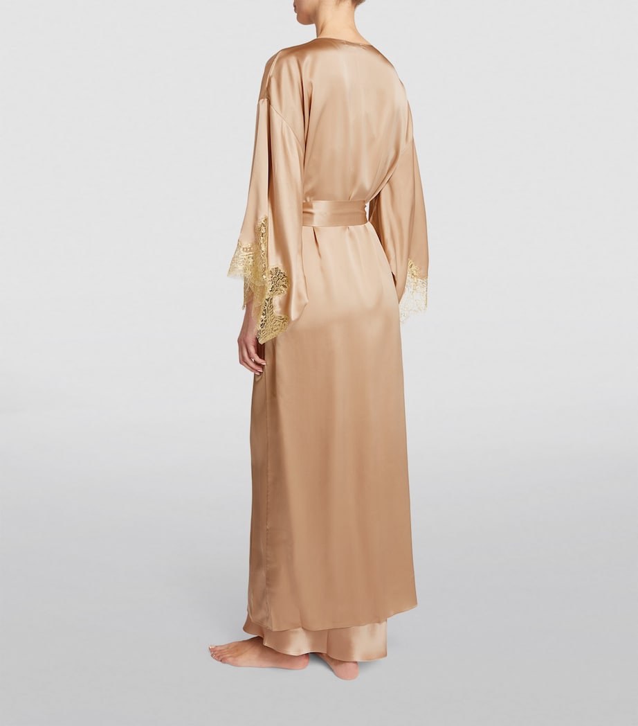 Silk Gina Long Robe ALMOND/GOLD Image 4