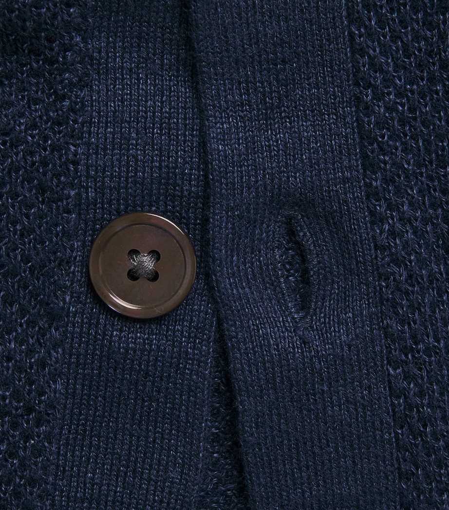 Polo Ralph Lauren Mens Linen Relaxed Cardigan Newport Navy Image 6