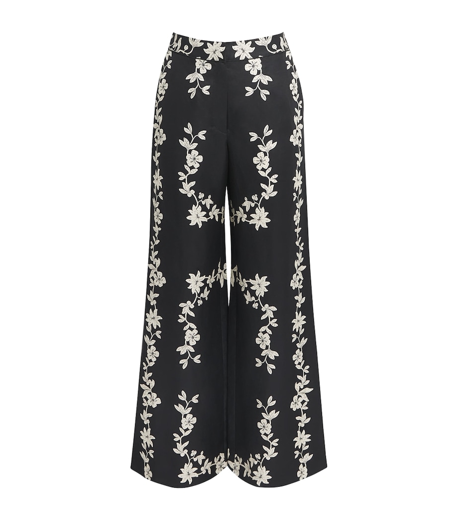 Claudie Pierlot Womens Floral Wide-Leg Tailored Trousers Dark Print Image 1