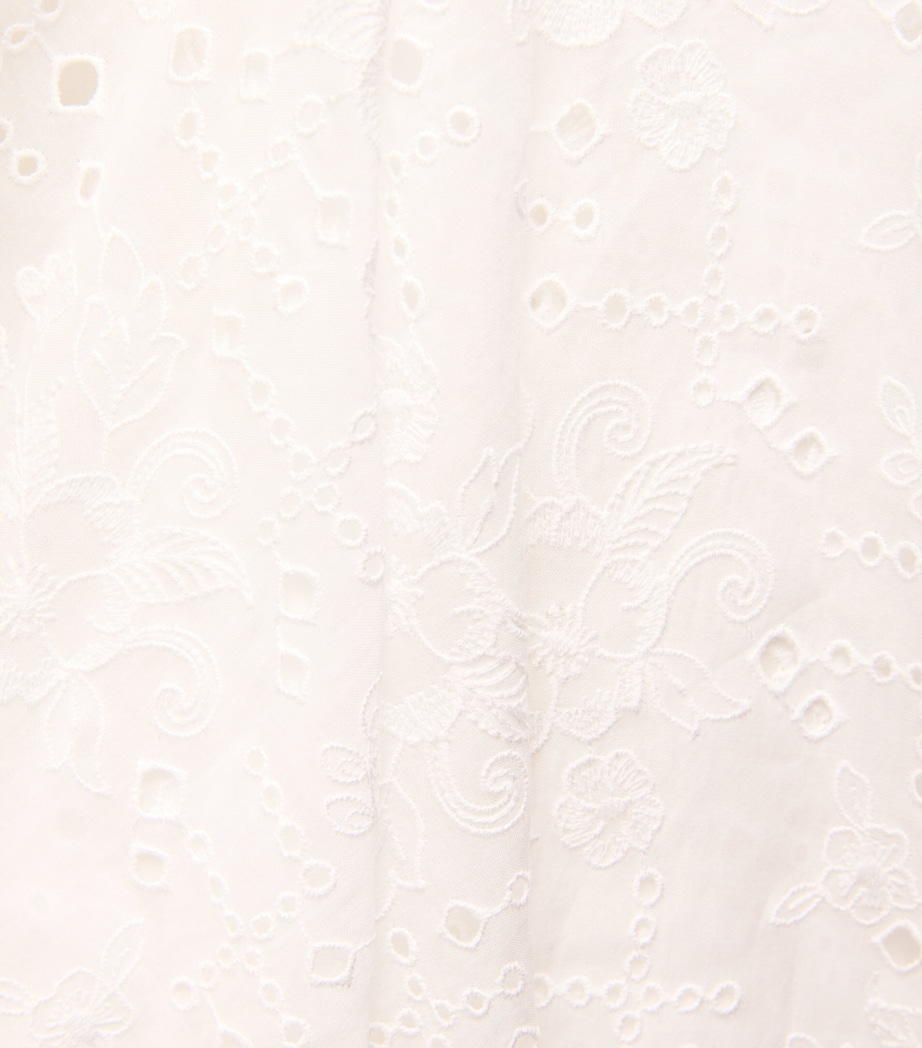 Tory Burch Womens Cotton Eyelet Midi Skirt White Image 6