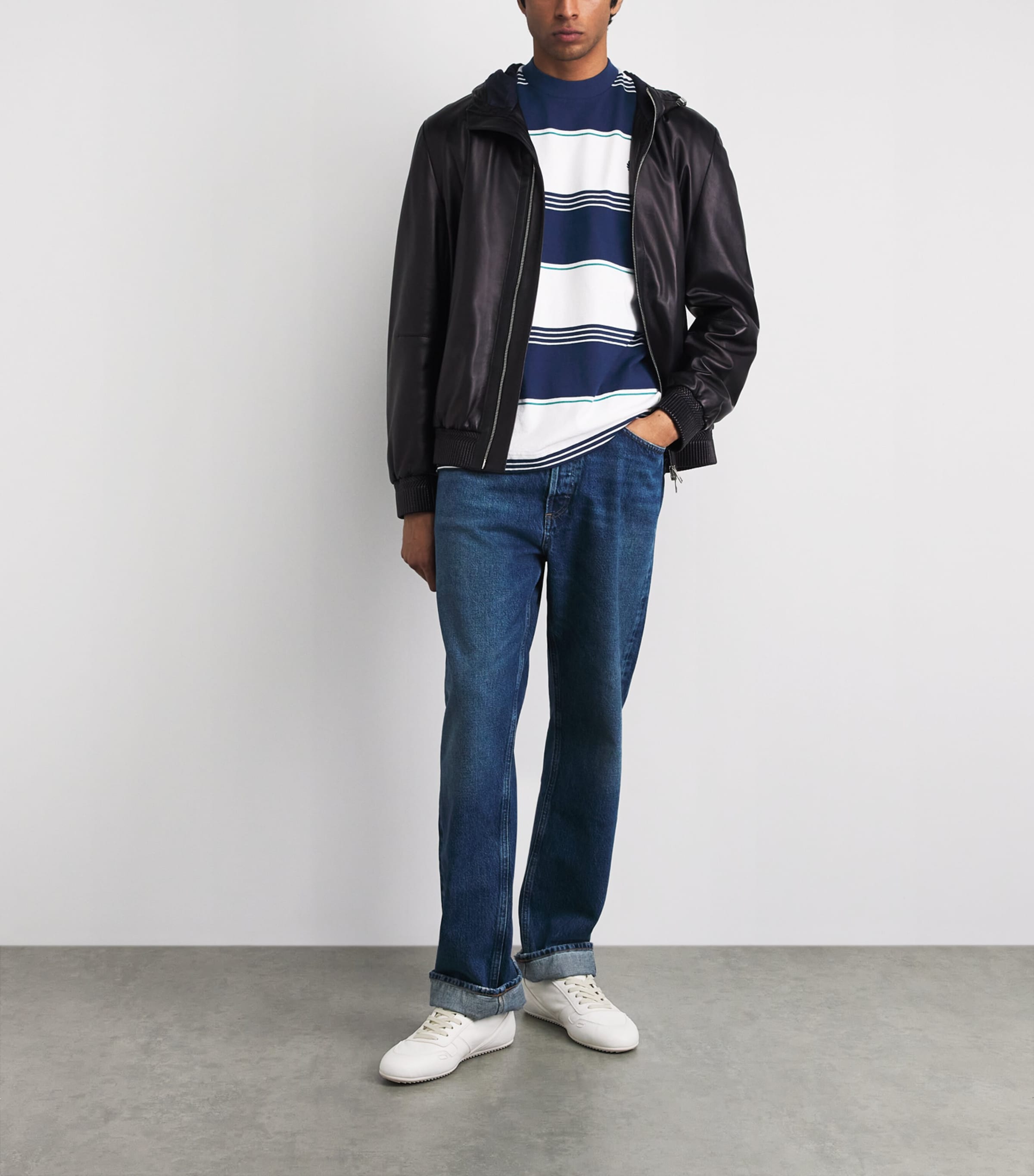 Fred Perry Mens Cotton Stripe T-Shirt Tennis Blue Image 2