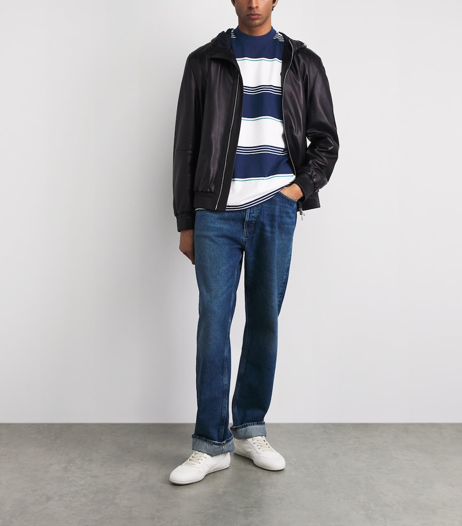 Fred Perry Mens Cotton Stripe T-Shirt Tennis Blue Image 2