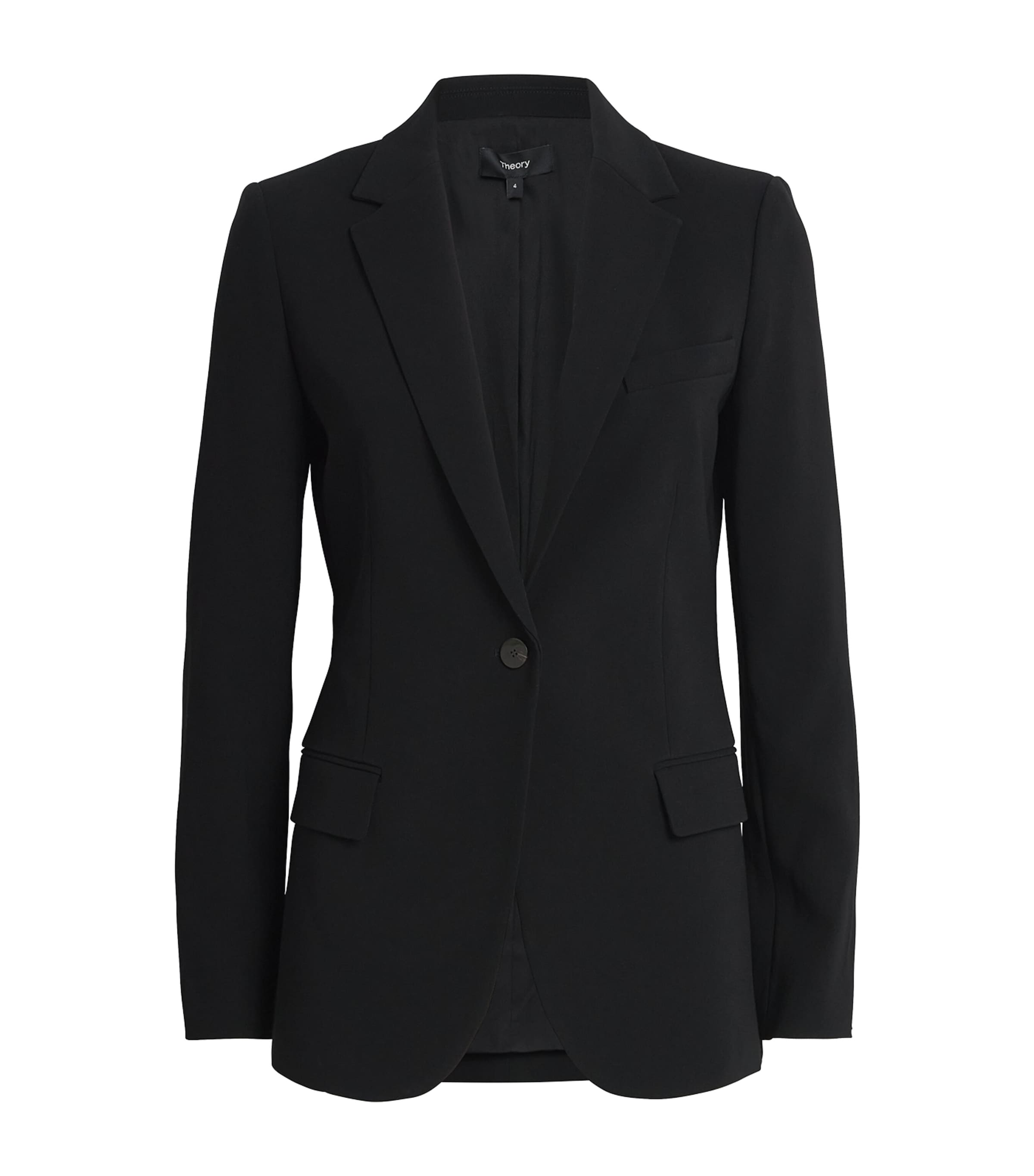 Theory Admiral Crepe One-button Staple Blazer In Black