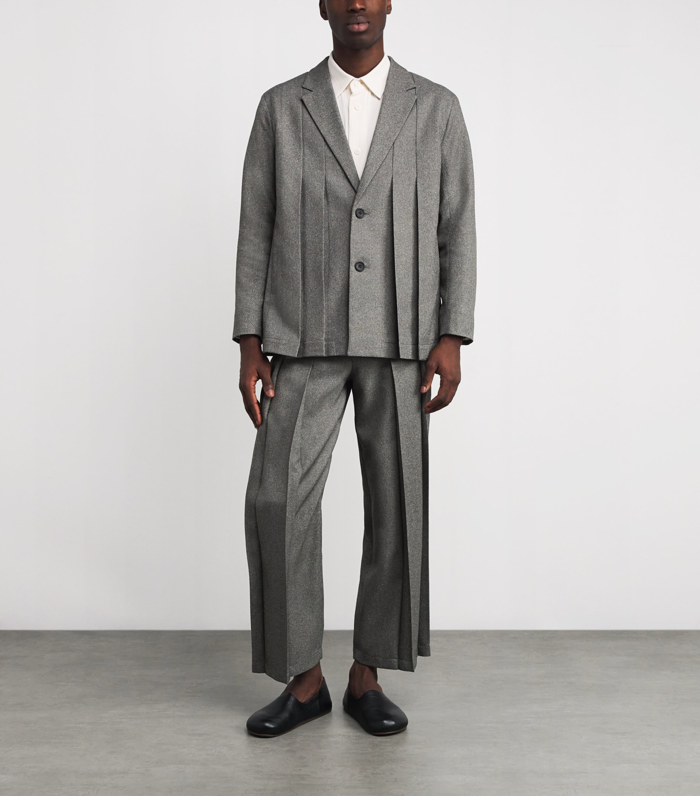 Tweed Pleated Blazer 12-GRAY Image 2