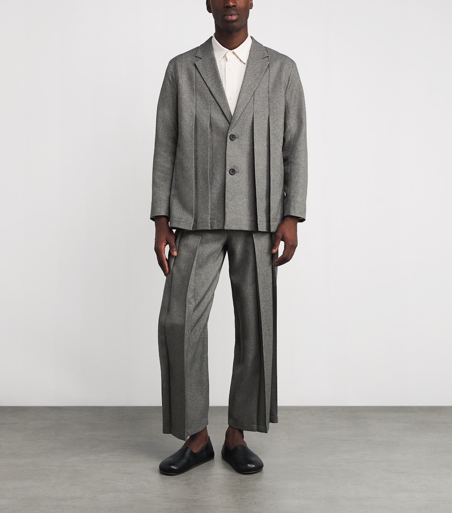 Tweed Pleated Blazer 12-GRAY Image 2