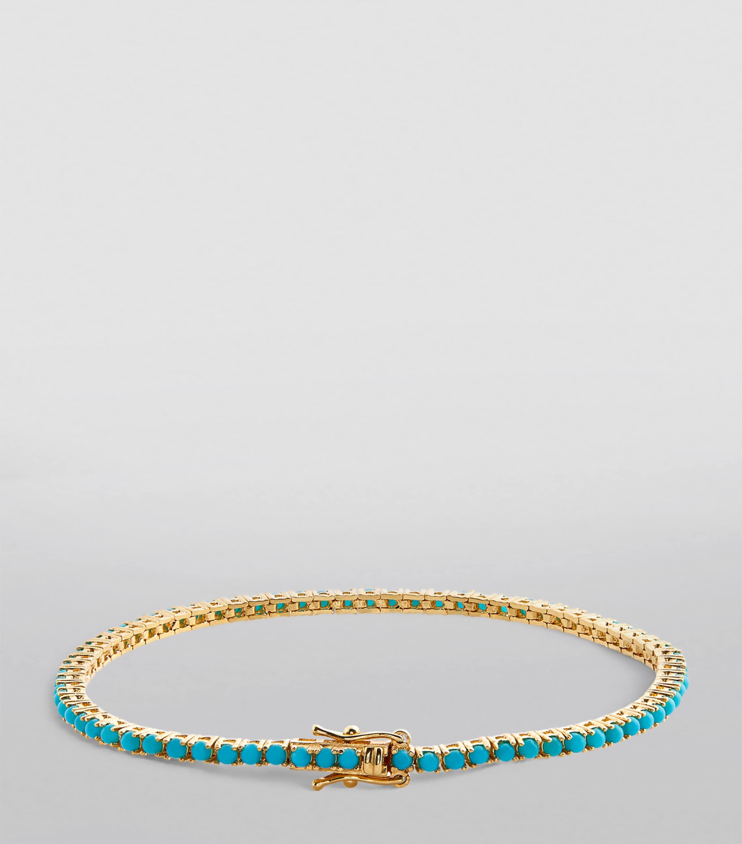 Jennifer Meyer Yellow Gold and Turquoise 4-Prong Tennis Bracelet Yellow Gold Image 2