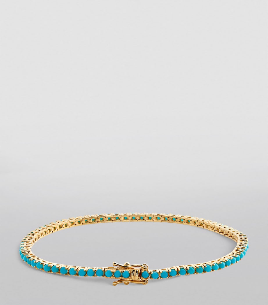 Jennifer Meyer Yellow Gold and Turquoise 4-Prong Tennis Bracelet Yellow Gold Image 2