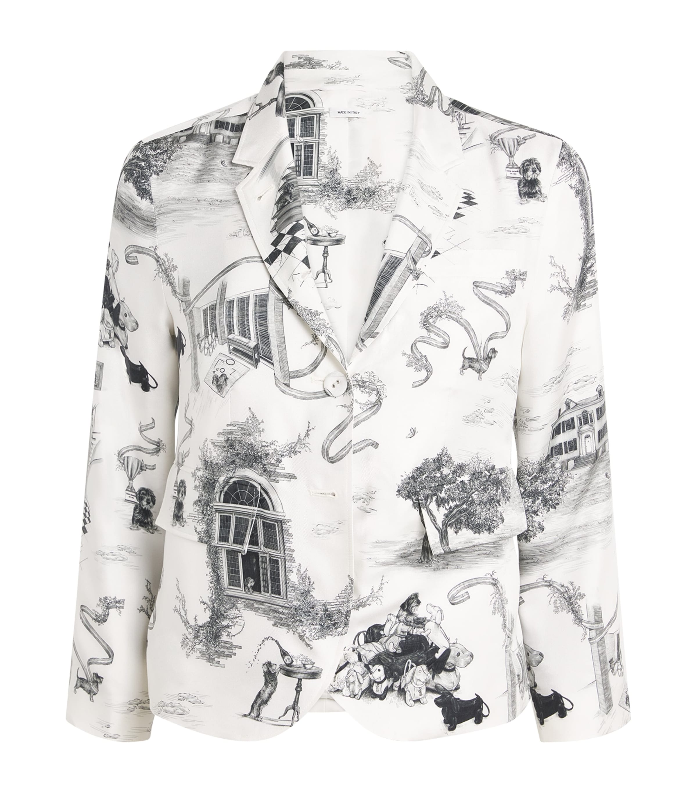 Thom Browne Womens Silk Twill Hector Toile Blazer Blk/wht Image 1