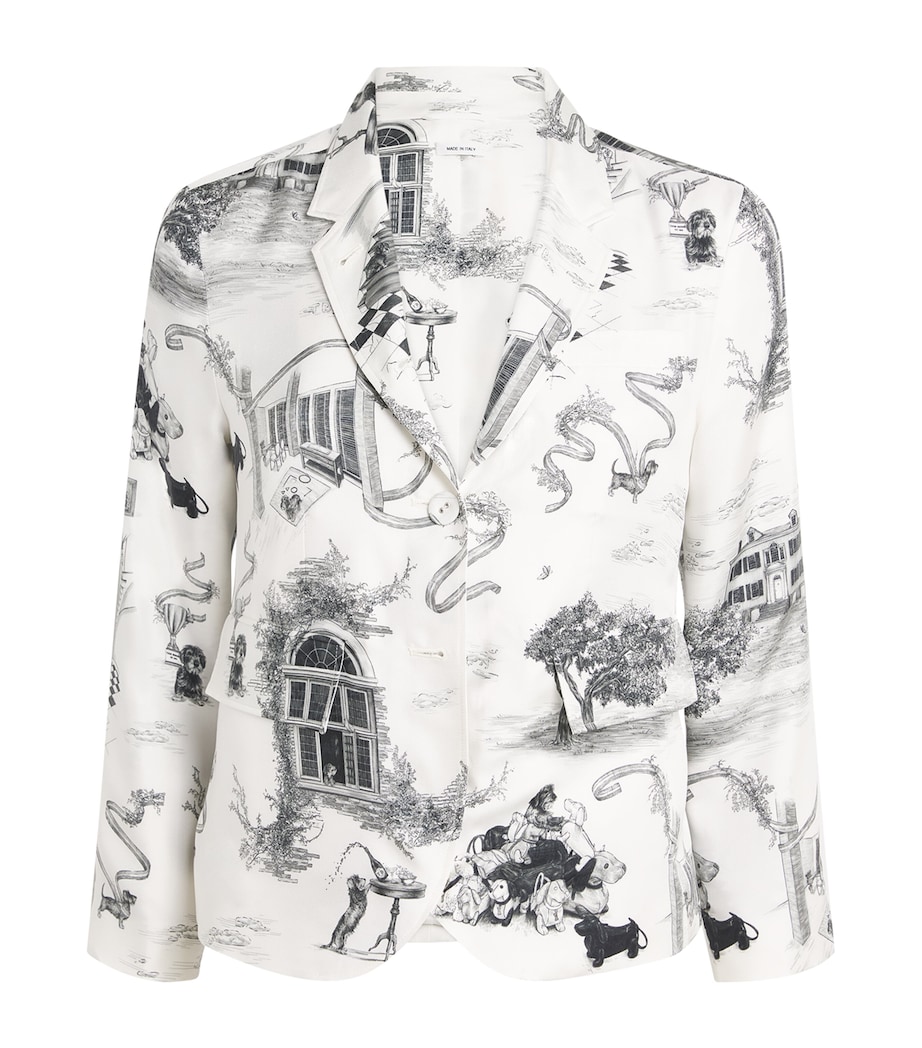 Thom Browne Womens Silk Twill Hector Toile Blazer Blk/wht Image 1